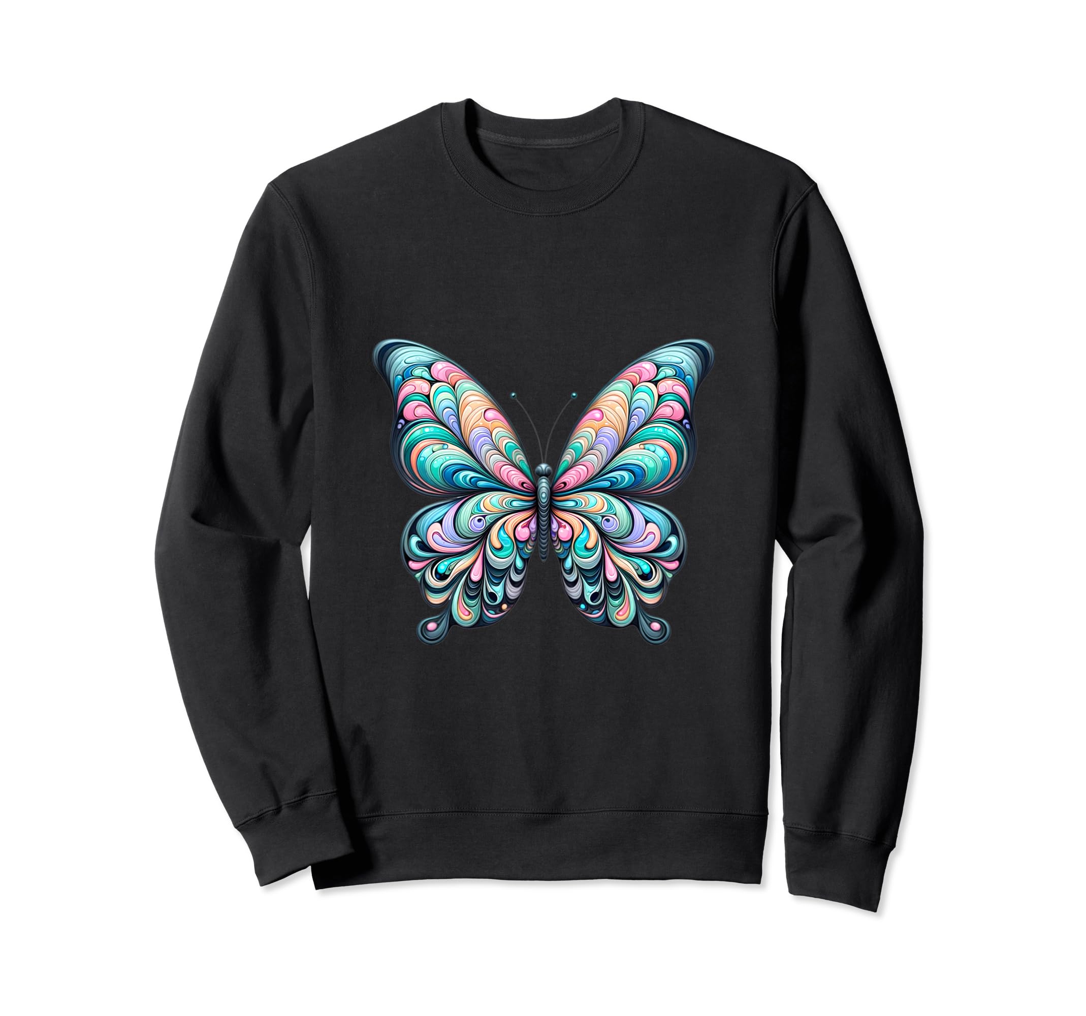 Psychedelic Butterfly Bright Sweatshirt - Casual Everyday Wear for Adults - T-Shirt, Sweatshirt, Hoodie