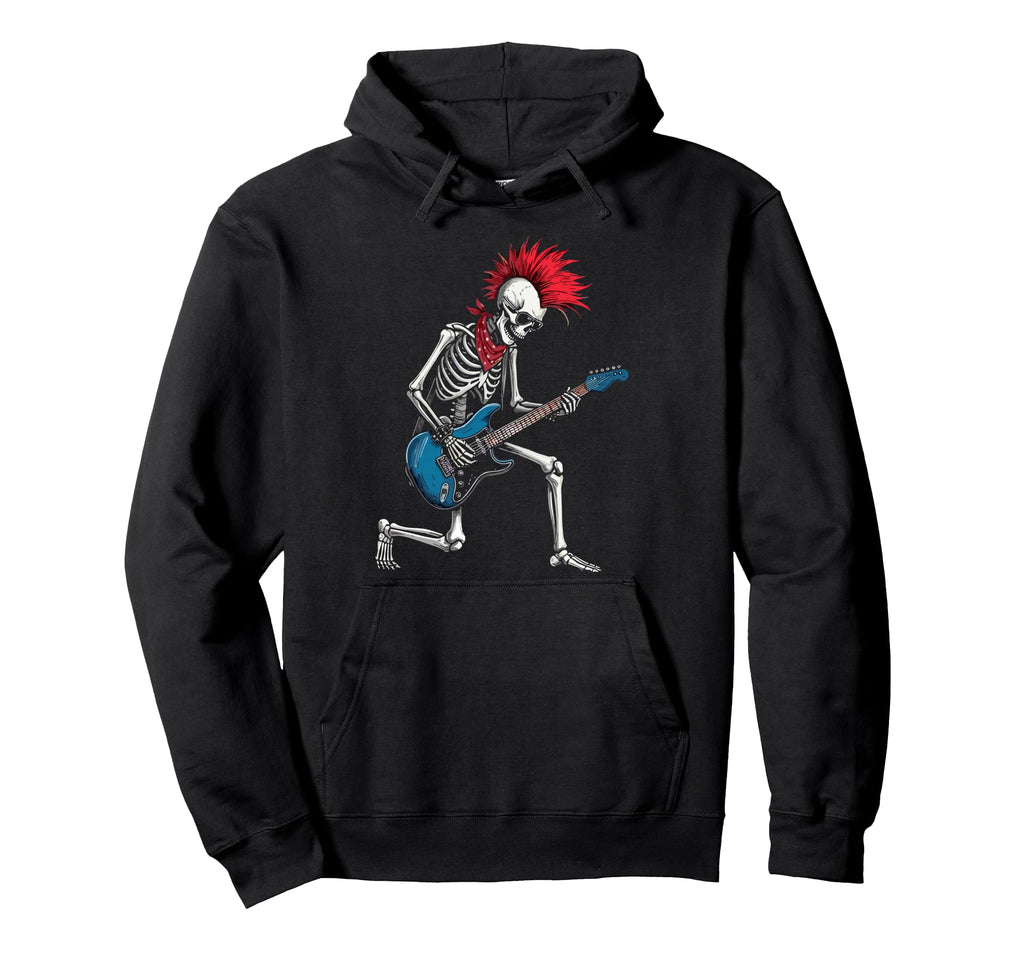 Funny Skeleton Playing Guitar Usa Hoodie - Casual Everyday Wear Unisex - T-Shirt, Sweatshirt, Hoodie