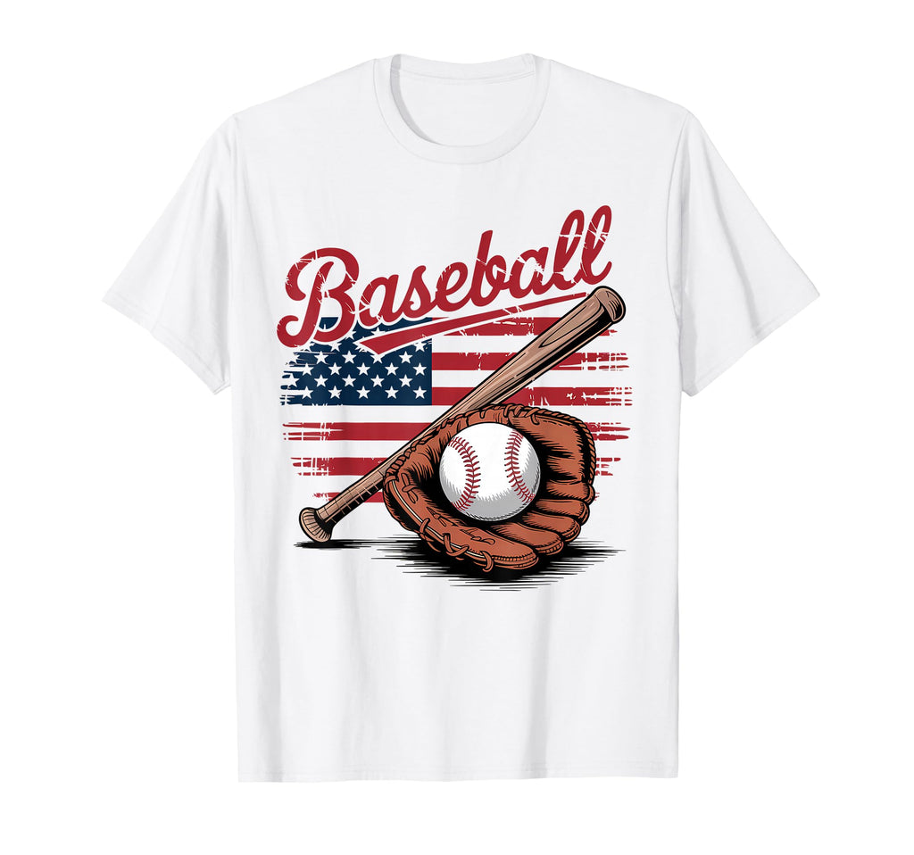 Patriotic Baseball Player Usa Flag T-Shirt - Custom Art Print Men Women - T-Shirt, Sweatshirt, Hoodie