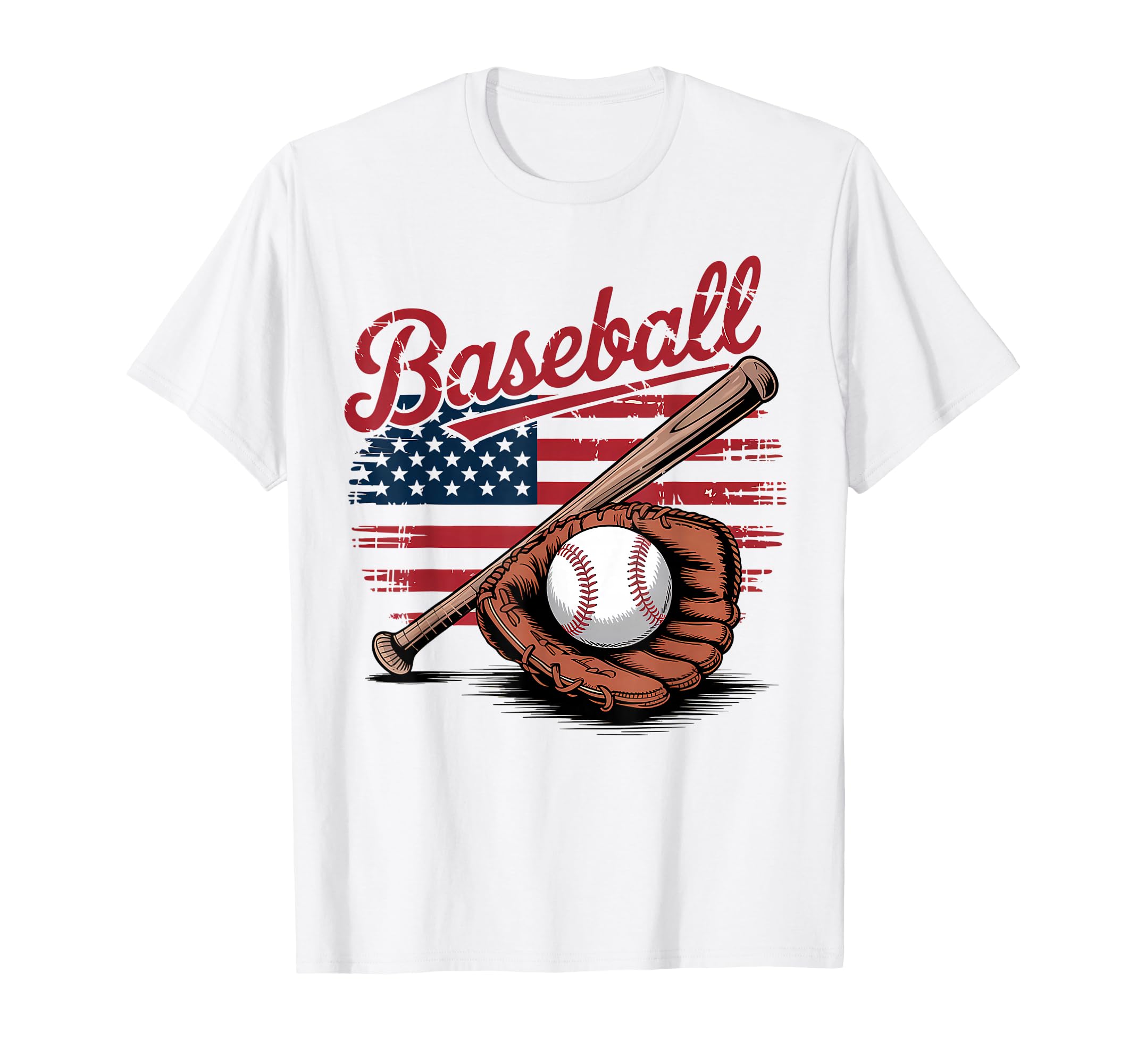 Patriotic Baseball Player Usa Flag T-Shirt - Custom Art Print Men Women - T-Shirt, Sweatshirt, Hoodie
