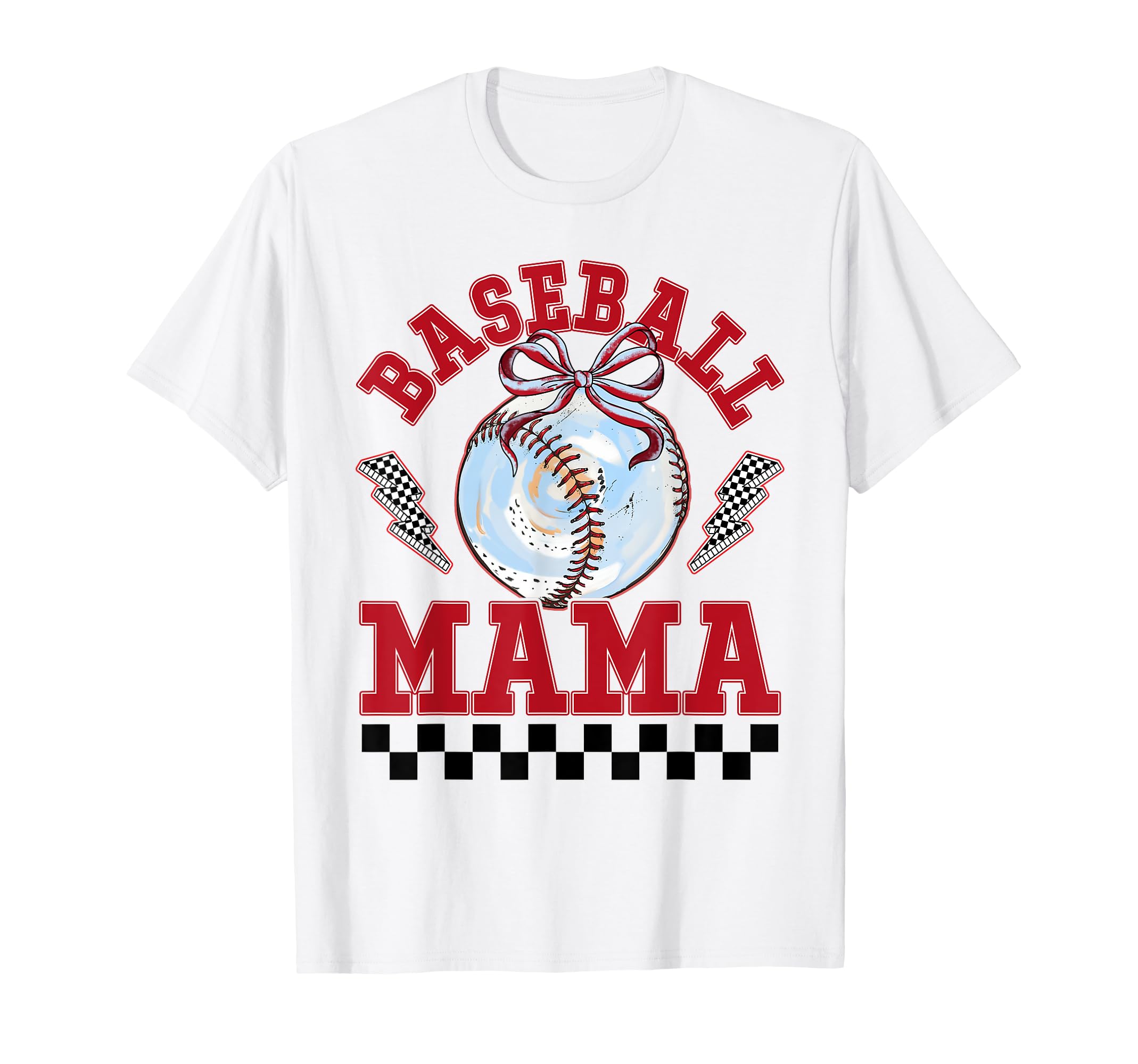 Baseball Mama Bow Softball Mom Game T-Shirt - Custom Art Print Men Women - T-Shirt, Sweatshirt, Hoodie