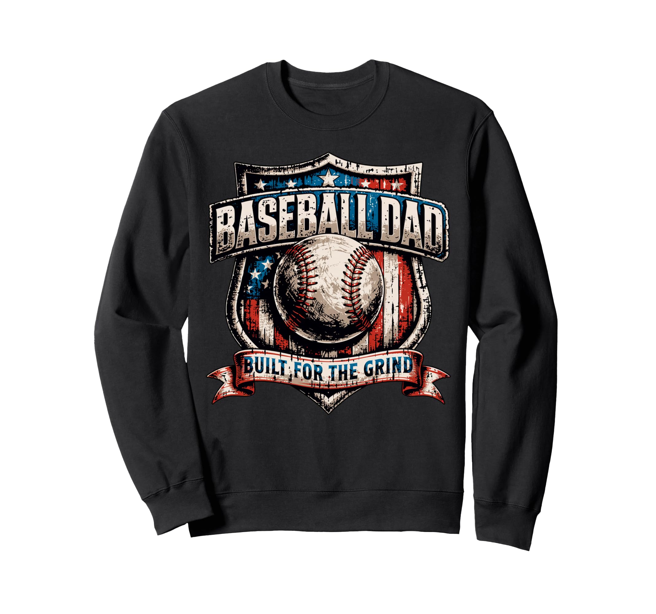 Fathers Day Patriotic Baseball Dad Sweatshirt - Unique Graphic Unisex - T-Shirt, Sweatshirt, Hoodie
