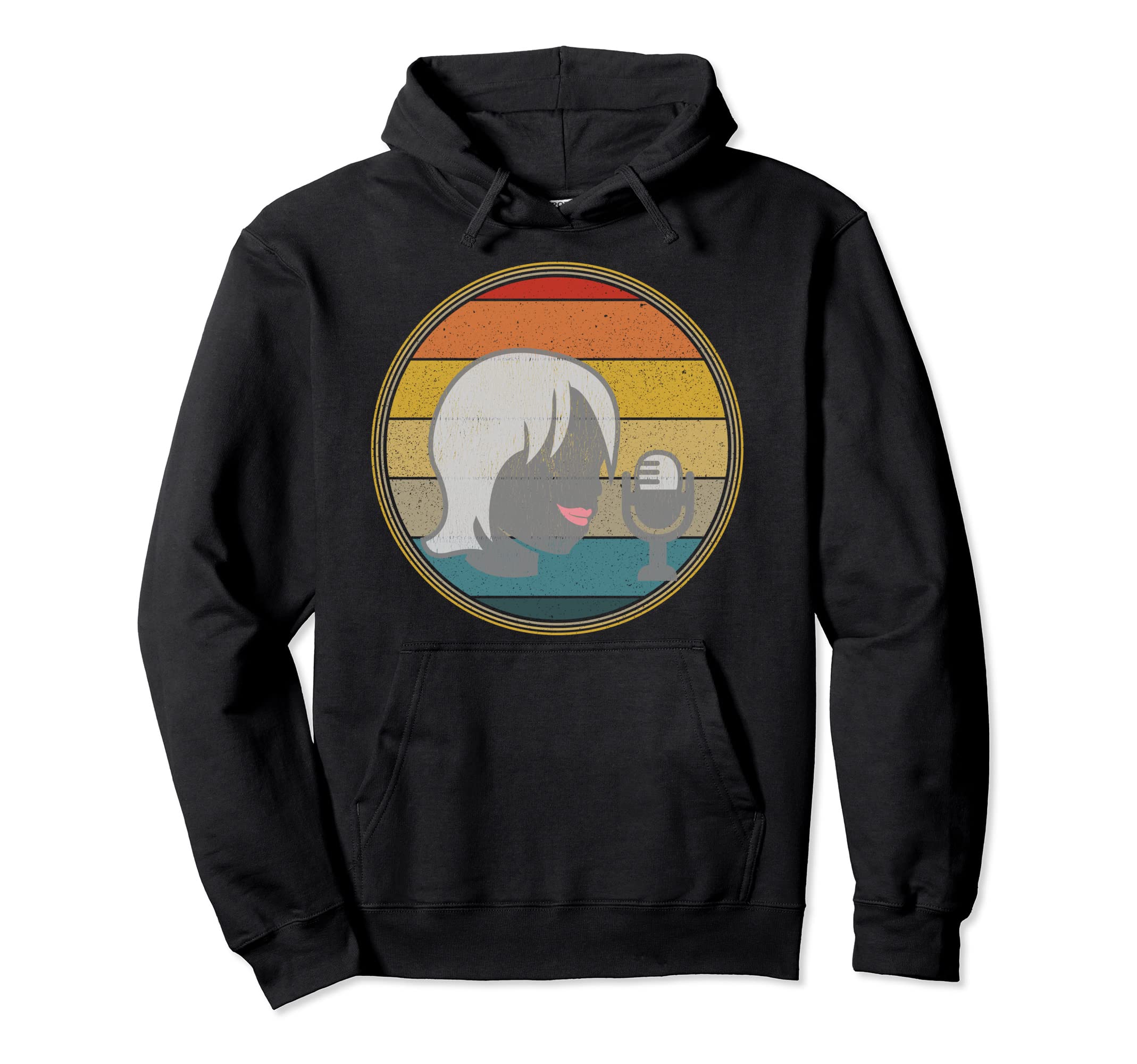 Silhouette Talking Into Mic Distressed Hoodie - Custom Art Print Unisex - T-Shirt, Sweatshirt, Hoodie