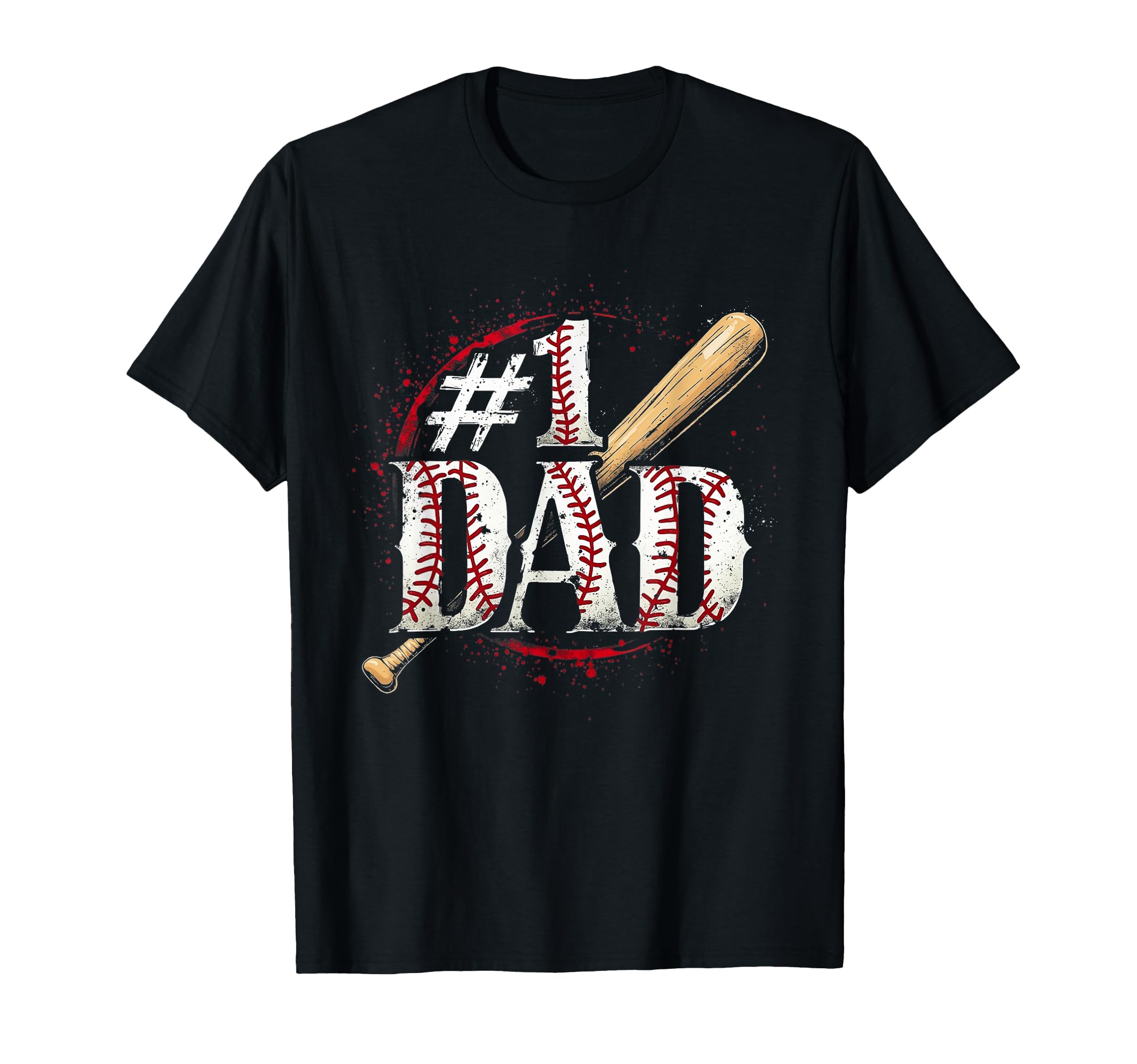 Number One Baseball Dad Fathers Day T-Shirt - Custom Art Print Men Women - T-Shirt, Sweatshirt, Hoodie
