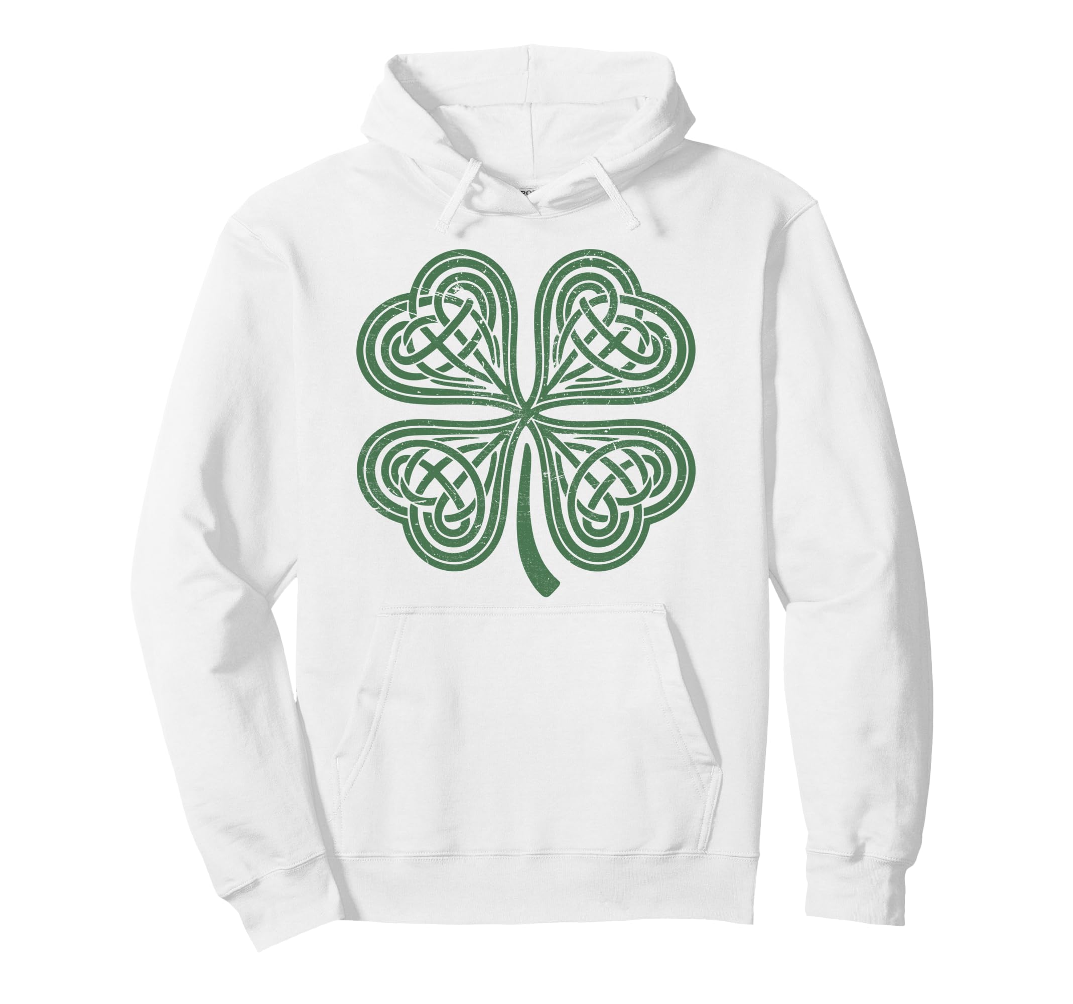 Distressed Celtic 4 Leaf Clover St Patricks Hoodie - Graphic Print Unisex - T-Shirt, Sweatshirt, Hoodie