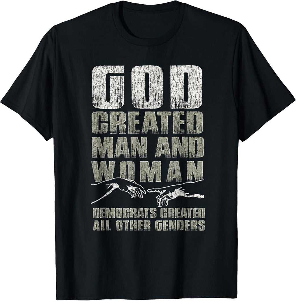 Vintage God Created Man Woman Democrats - Adult & Kids T-Shirts, Sweatshirts & Hoodies apparel design preview 1