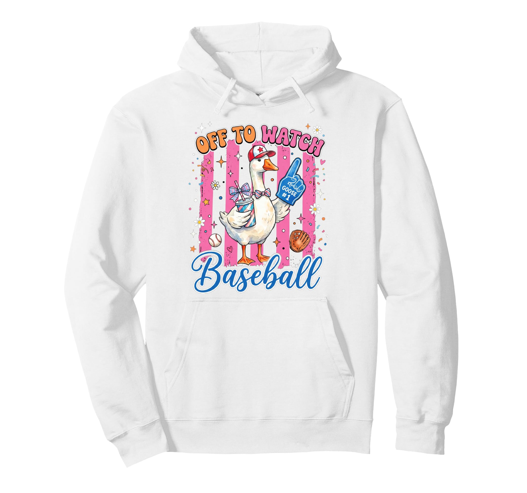Off To Watch Basebal Silly Goose Hoodie - Fun Novelty Design Men Women - T-Shirt, Sweatshirt, Hoodie