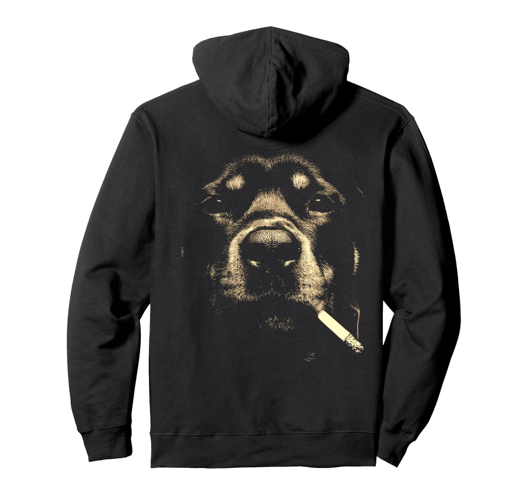 Rottweiler Smoking Cigarette Grunge Meme Hoodie - Graphic Print Men Women - T-Shirt, Sweatshirt, Hoodie