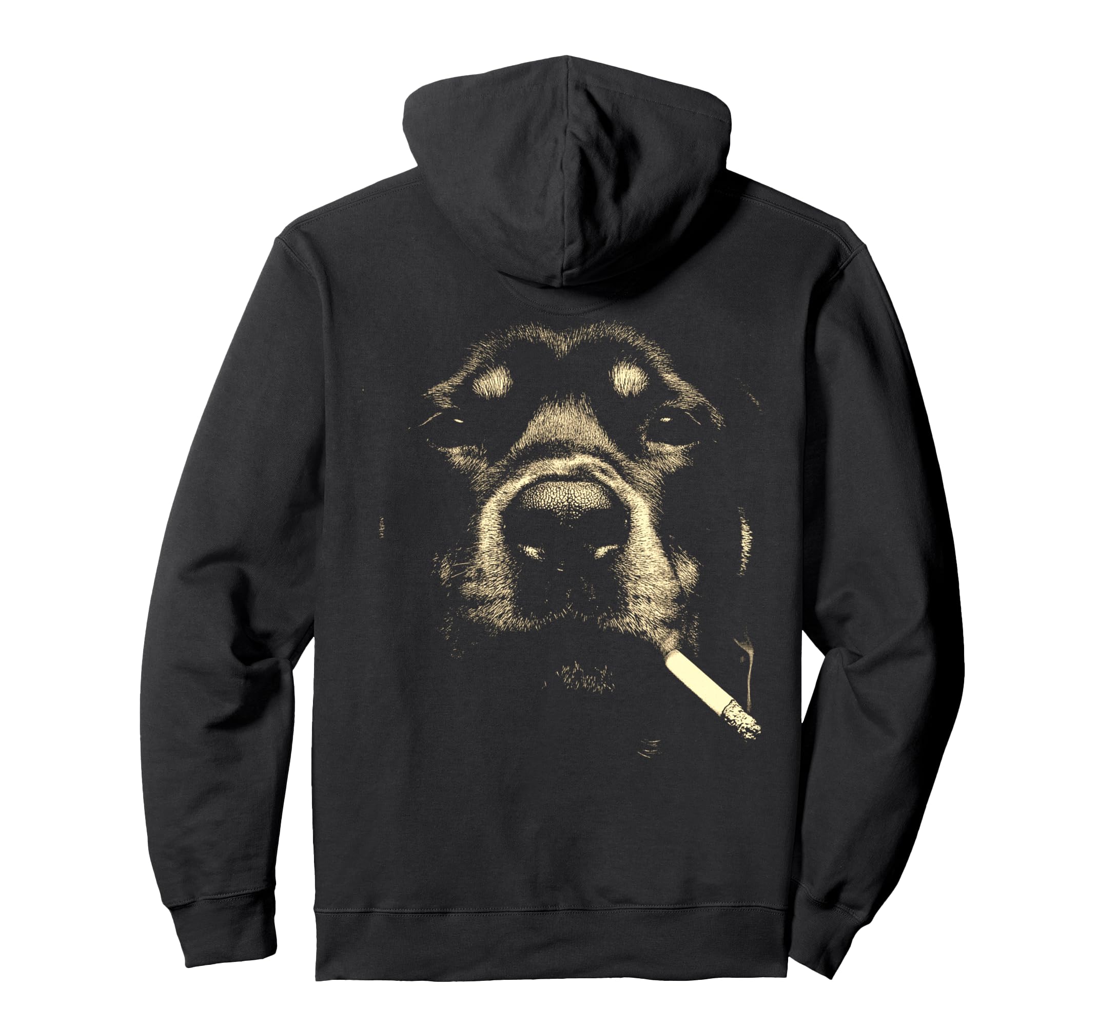Rottweiler Smoking Cigarette Grunge Meme Hoodie - Graphic Print Men Women - T-Shirt, Sweatshirt, Hoodie