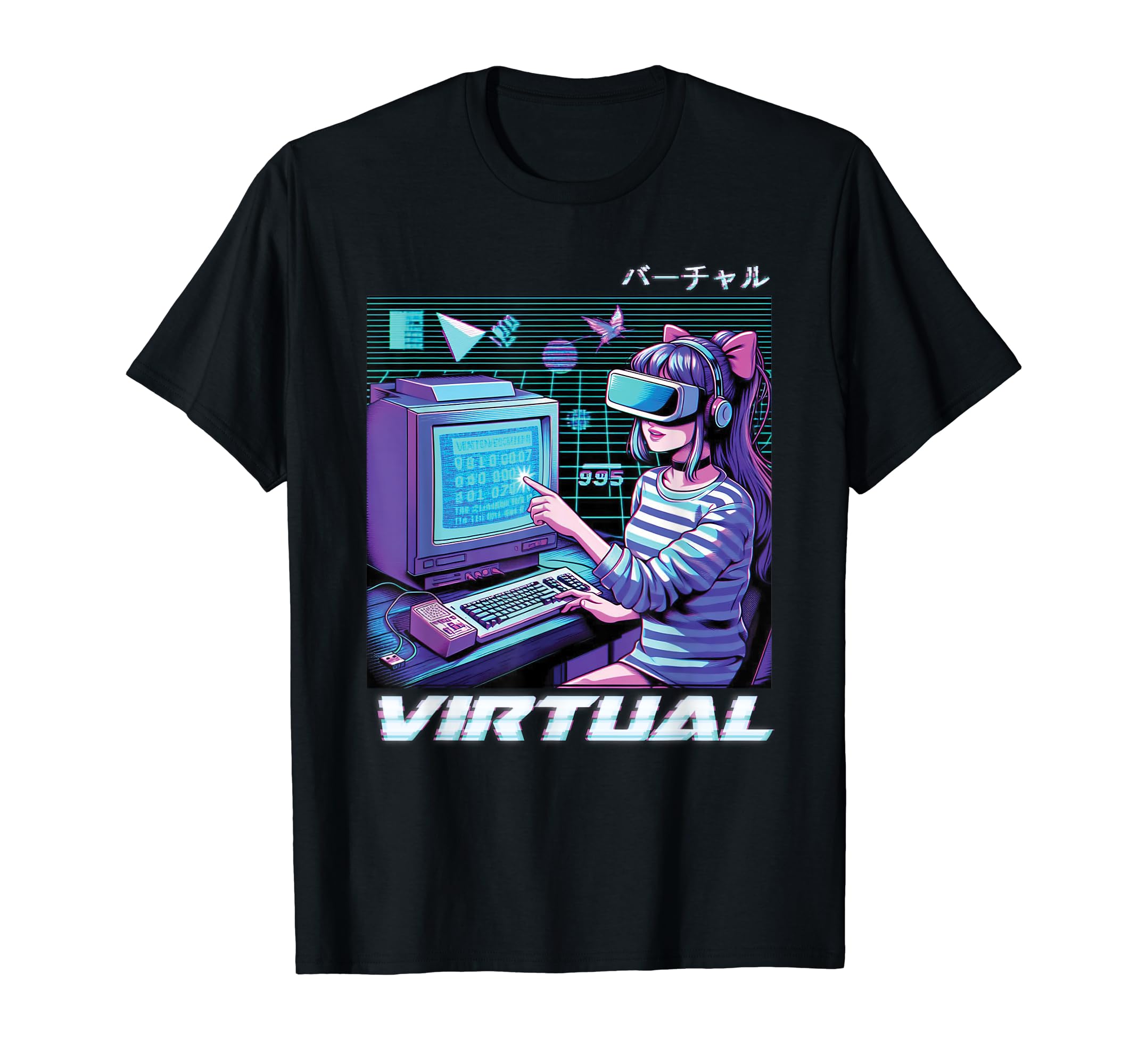 Virtual Anime Vaporwave Aesthetic T-Shirt - Minimalist Print for Adults - T-Shirt, Sweatshirt, Hoodie