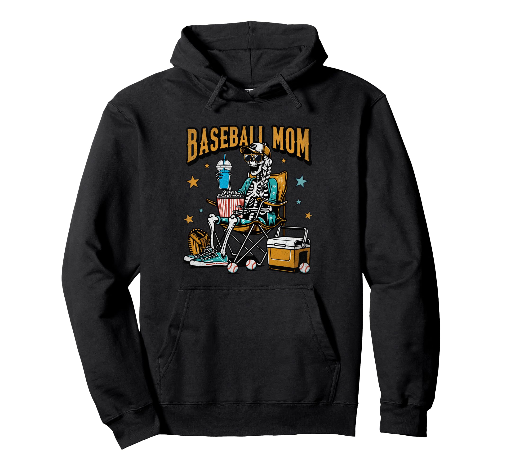 Baseball Mom Skeleton Halloween Hoodie - Casual Everyday Wear for Adults - T-Shirt, Sweatshirt, Hoodie