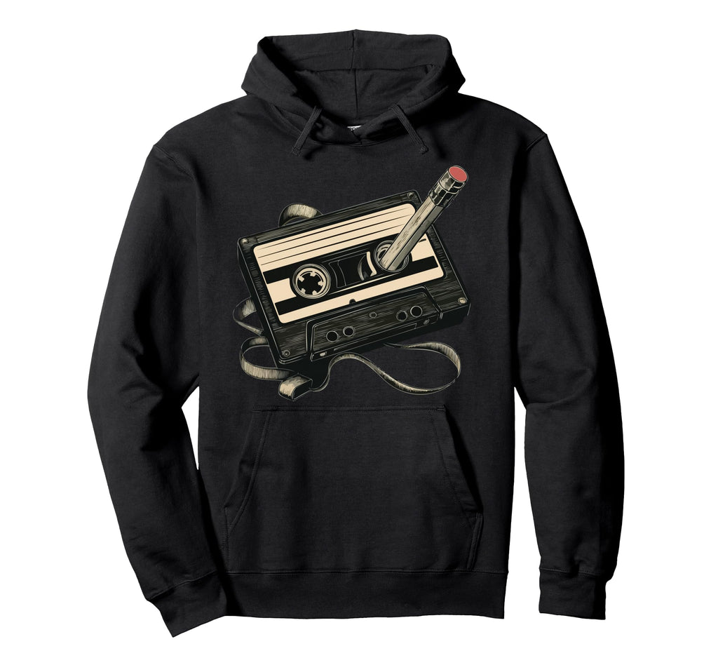 Cassette Tape Pencil Rewind Hoodie - Fun Novelty Design Unisex - T-Shirt, Sweatshirt, Hoodie