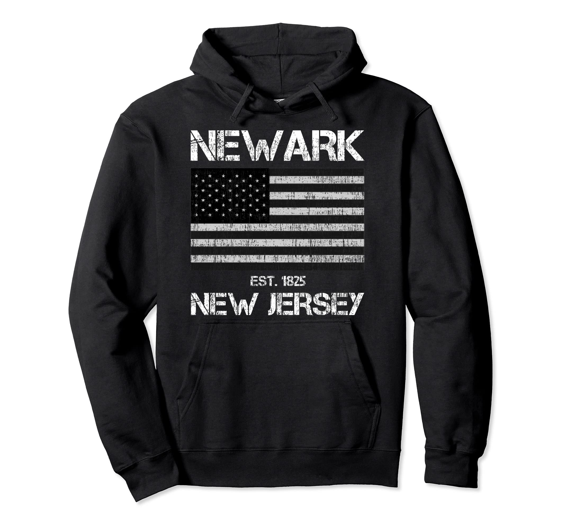 Newark New Jersey Nj Distressed Hoodie - Custom Art Print Men Women - T-Shirt, Sweatshirt, Hoodie