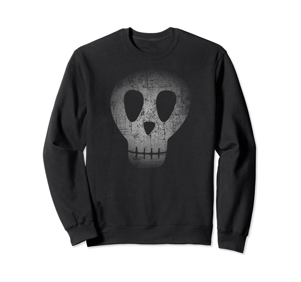 Creepy Dark Skull Distressed Sweatshirt - Aesthetic Graphic Men Women - T-Shirt, Sweatshirt, Hoodie