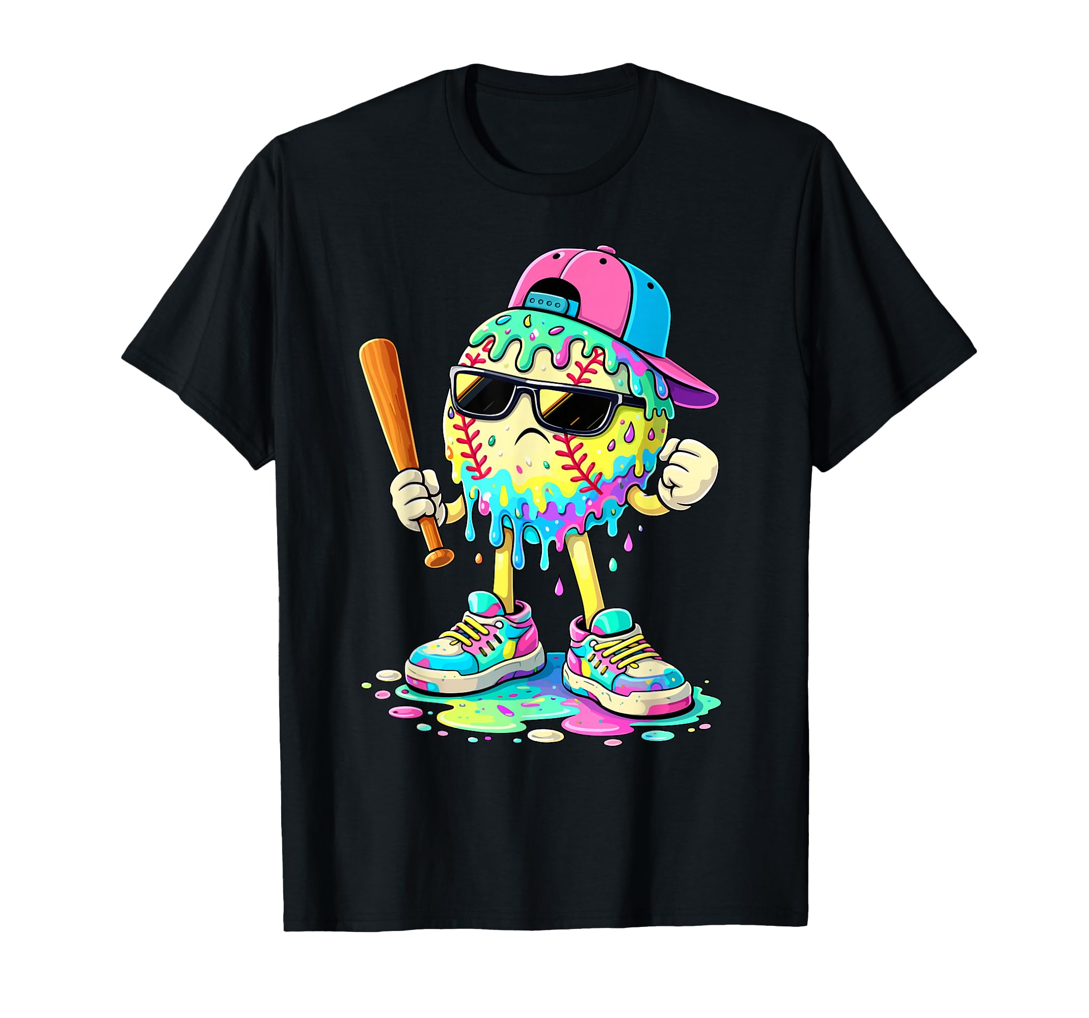 Baseball Ice Cream Drip Funny Baseball T-Shirt - Minimalist Print Unisex - T-Shirt, Sweatshirt, Hoodie