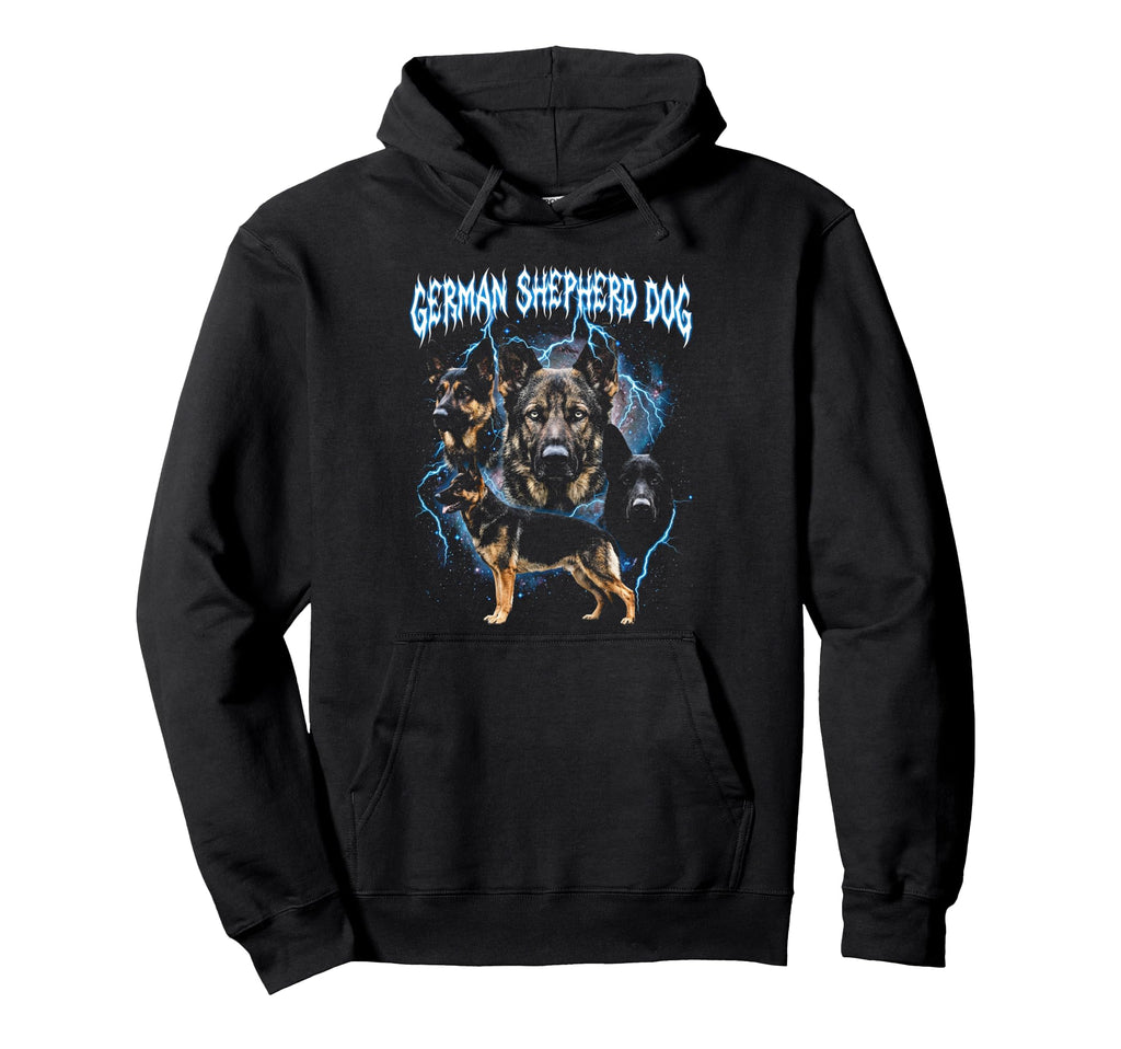 German Shepherd Dog 90S Heavy Metal Hoodie - Fun Novelty Design Men Women - T-Shirt, Sweatshirt, Hoodie