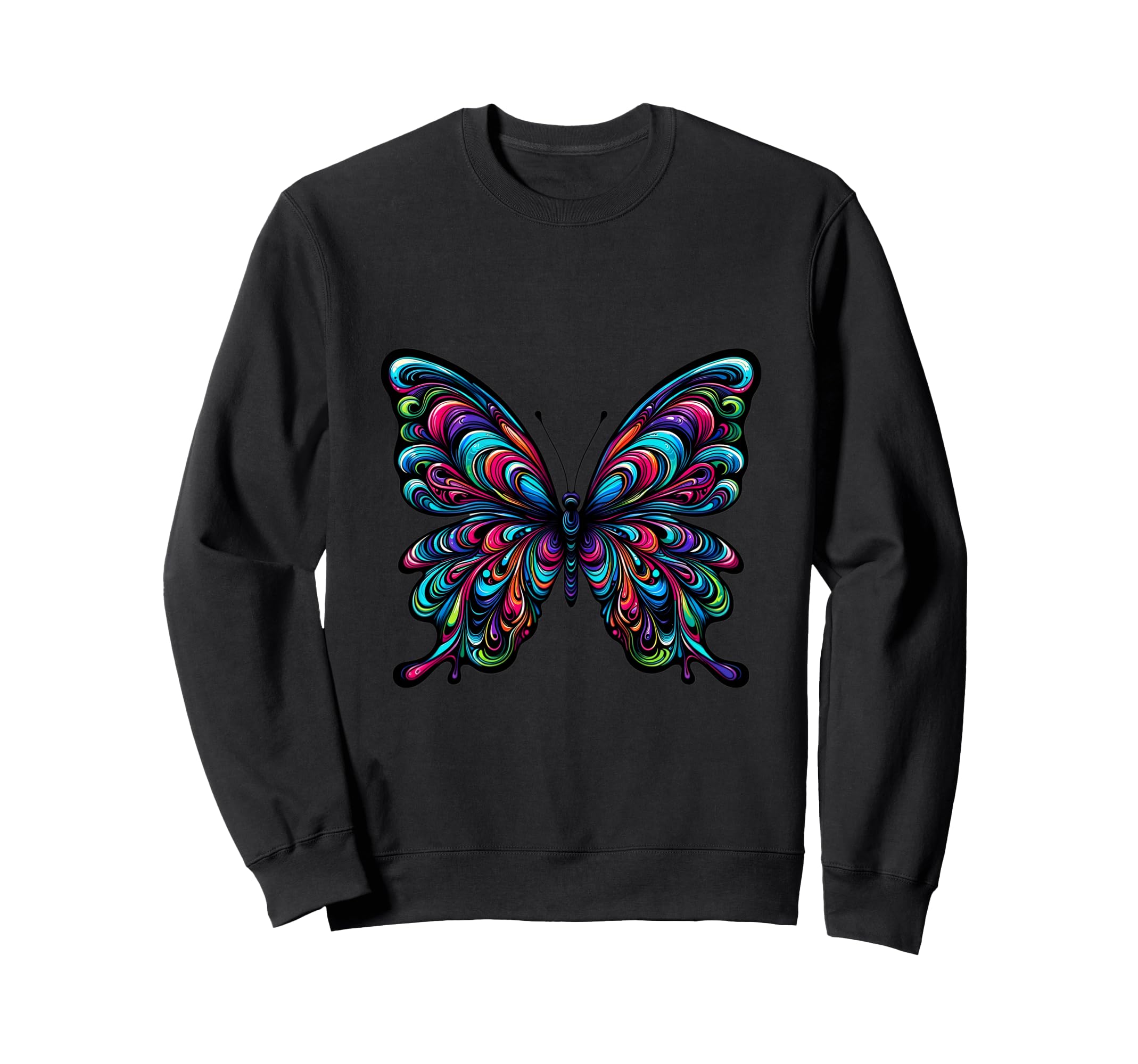 Psychedelic Butterfly Vibrant Sweatshirt - Minimalist Print Men Women - T-Shirt, Sweatshirt, Hoodie