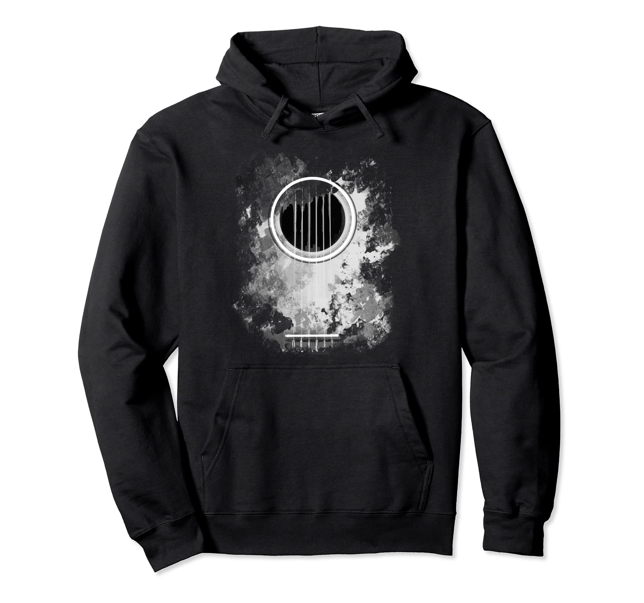 Acoustic Guitar Distressed Guitarist Hoodie - Trendy Graphic Unisex - T-Shirt, Sweatshirt, Hoodie