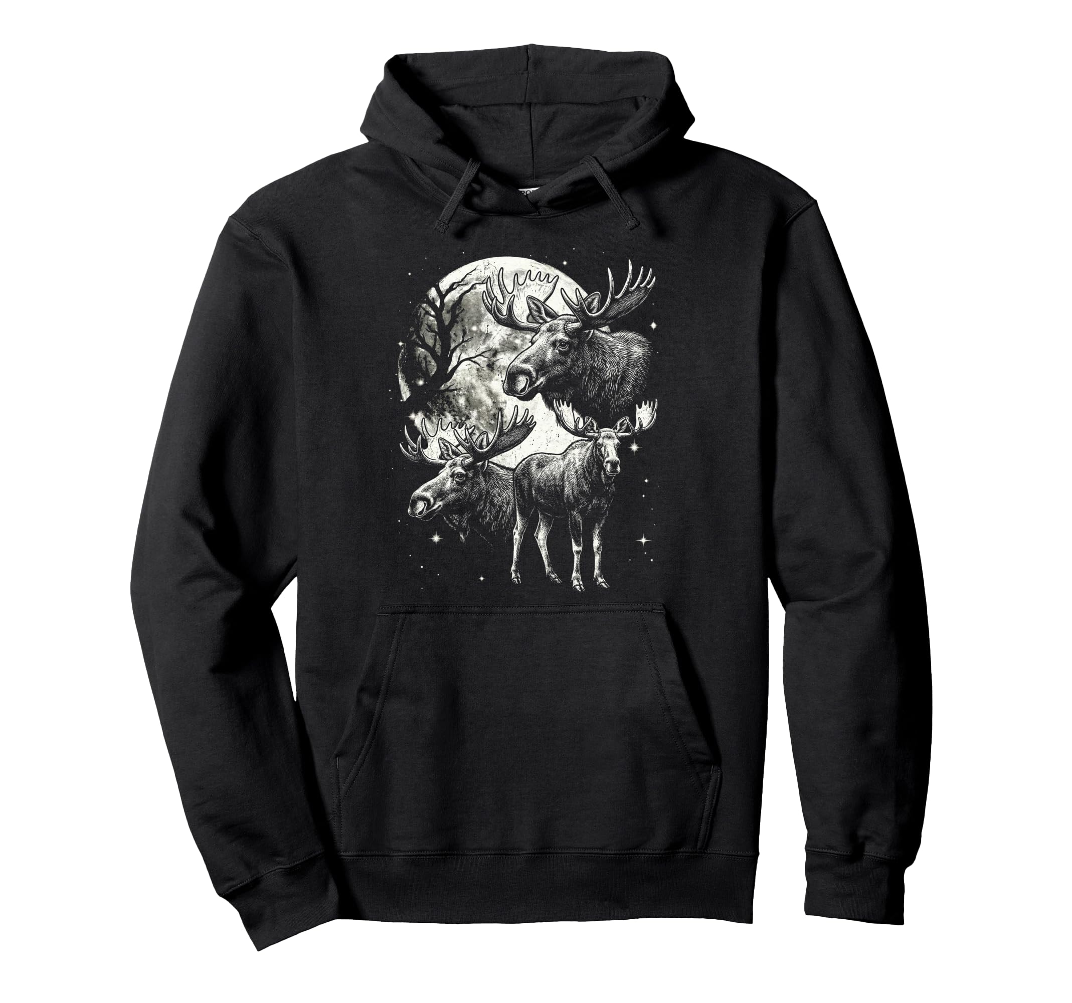 Moose 90S Aesthetic Y2K Moose Moon Hoodie - Fun Novelty Design for Adults - T-Shirt, Sweatshirt, Hoodie