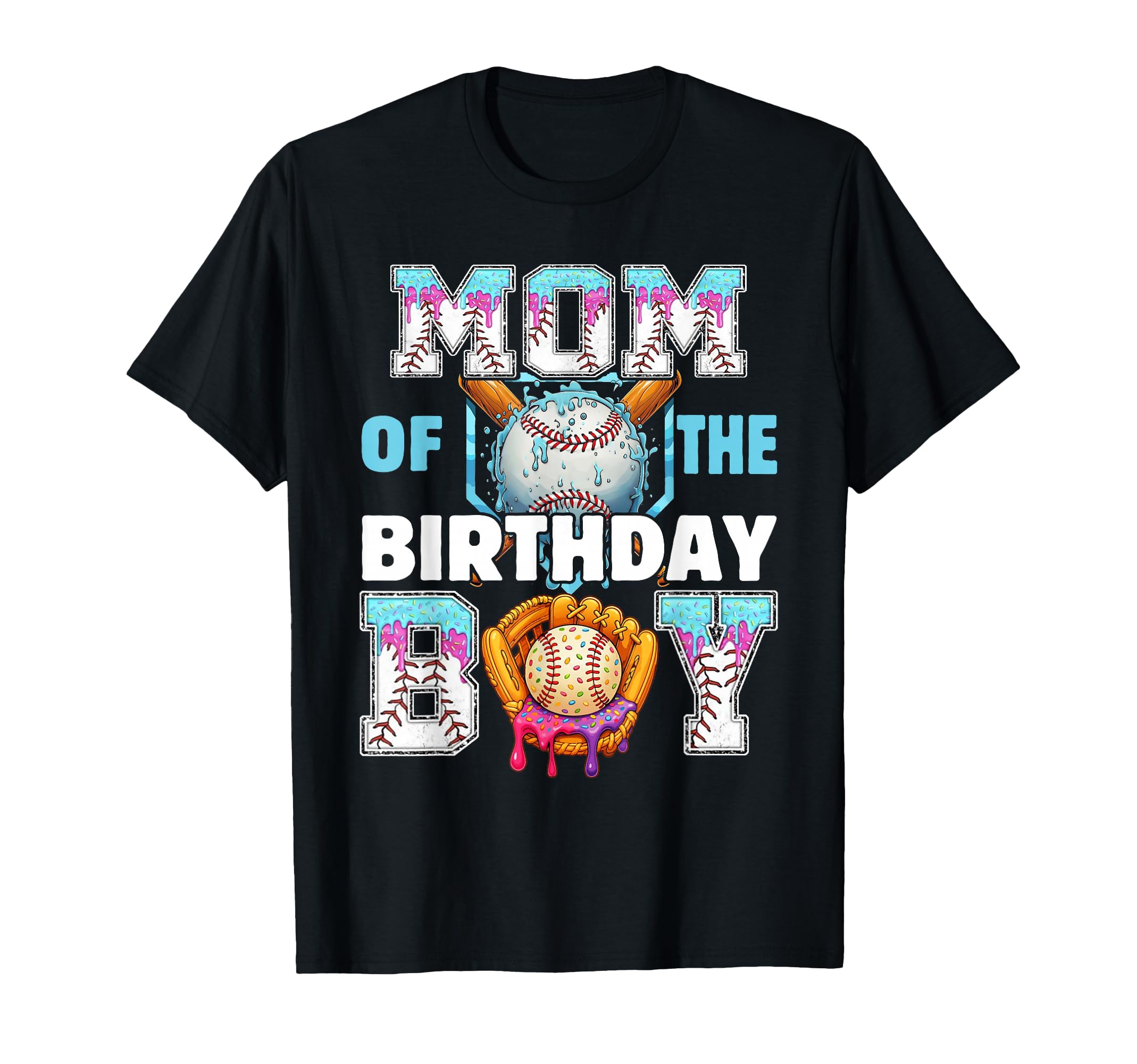 Baseball Ice Cream Drip Mom Birthday T-Shirt - Trendy Graphic Men Women - T-Shirt, Sweatshirt, Hoodie