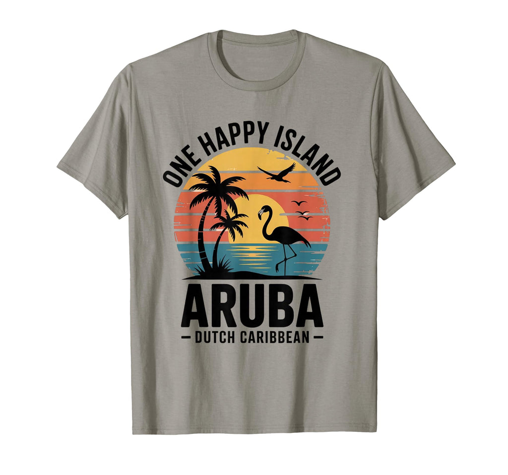 Aruba One Happy Island Flamingo T-Shirt - Streetwear Style for Adults - T-Shirt, Sweatshirt, Hoodie