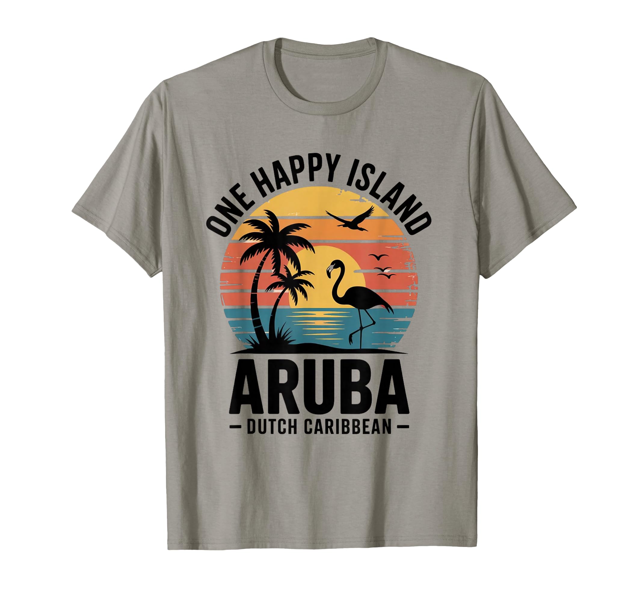Aruba One Happy Island Flamingo T-Shirt - Streetwear Style for Adults - T-Shirt, Sweatshirt, Hoodie