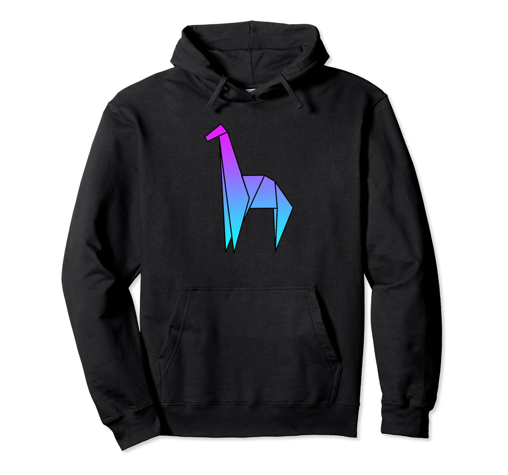 Giraffe Origami Vaporwave Hoodie - Casual Everyday Wear for Adults - T-Shirt, Sweatshirt, Hoodie