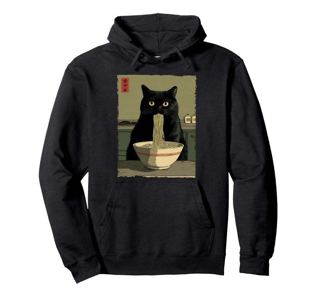 Cat Ramen Aesthetic Japanese Ukiyo E Hoodie - Trendy Graphic Unisex - T-Shirt, Sweatshirt, Hoodie