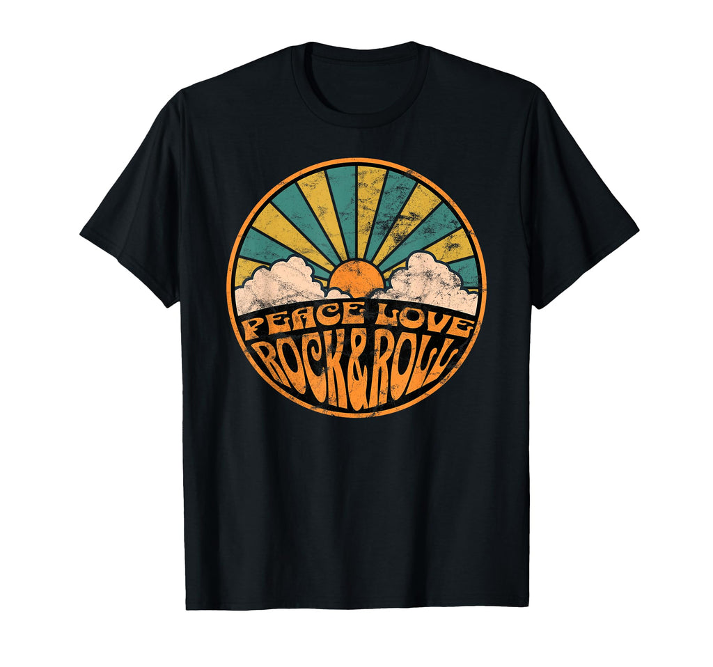 Peace Love Rock And Roll 70S Sunset T-Shirt - Novelty Apparel for Adults - T-Shirt, Sweatshirt, Hoodie