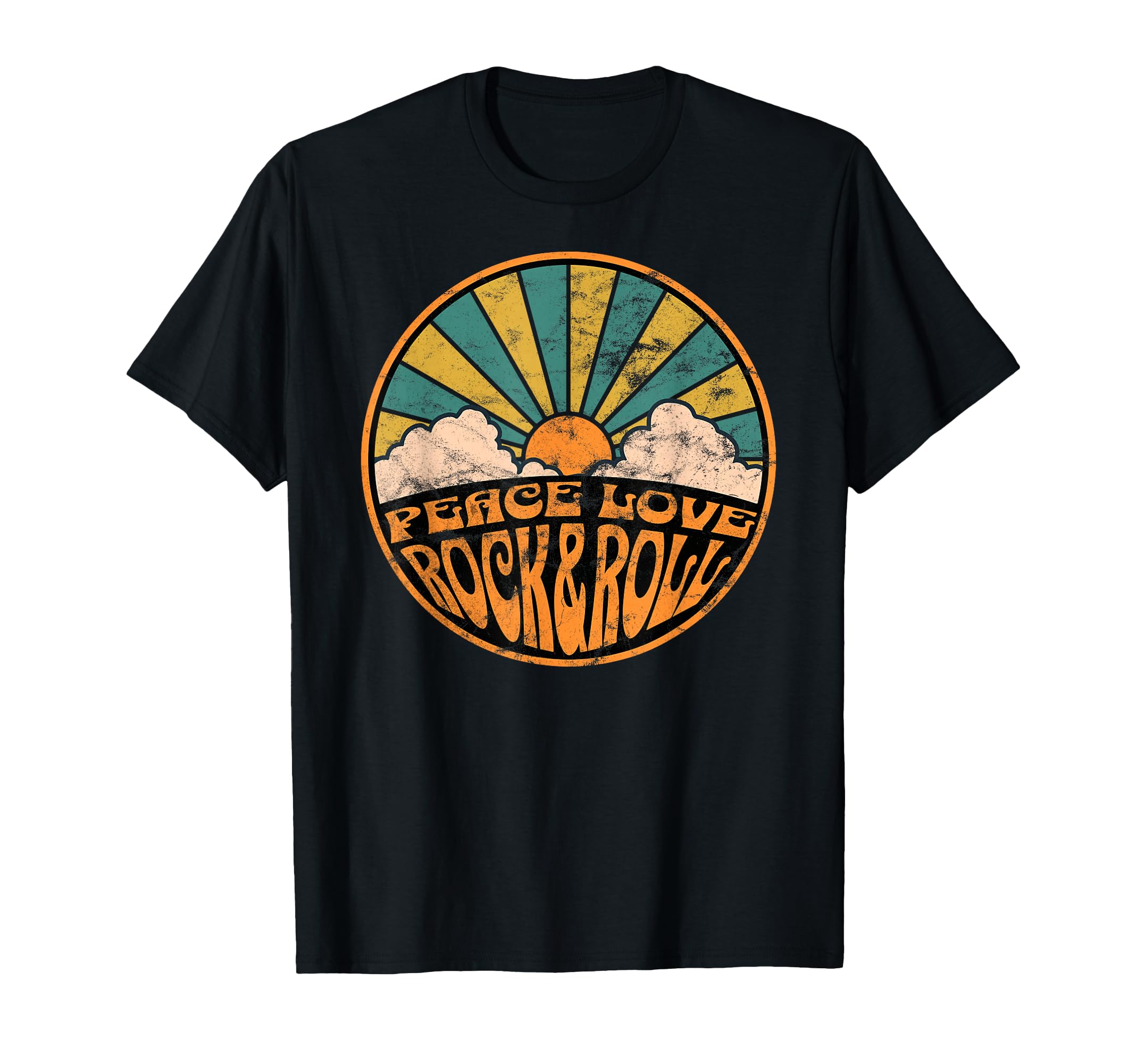 Peace Love Rock And Roll 70S Sunset T-Shirt - Novelty Apparel for Adults - T-Shirt, Sweatshirt, Hoodie