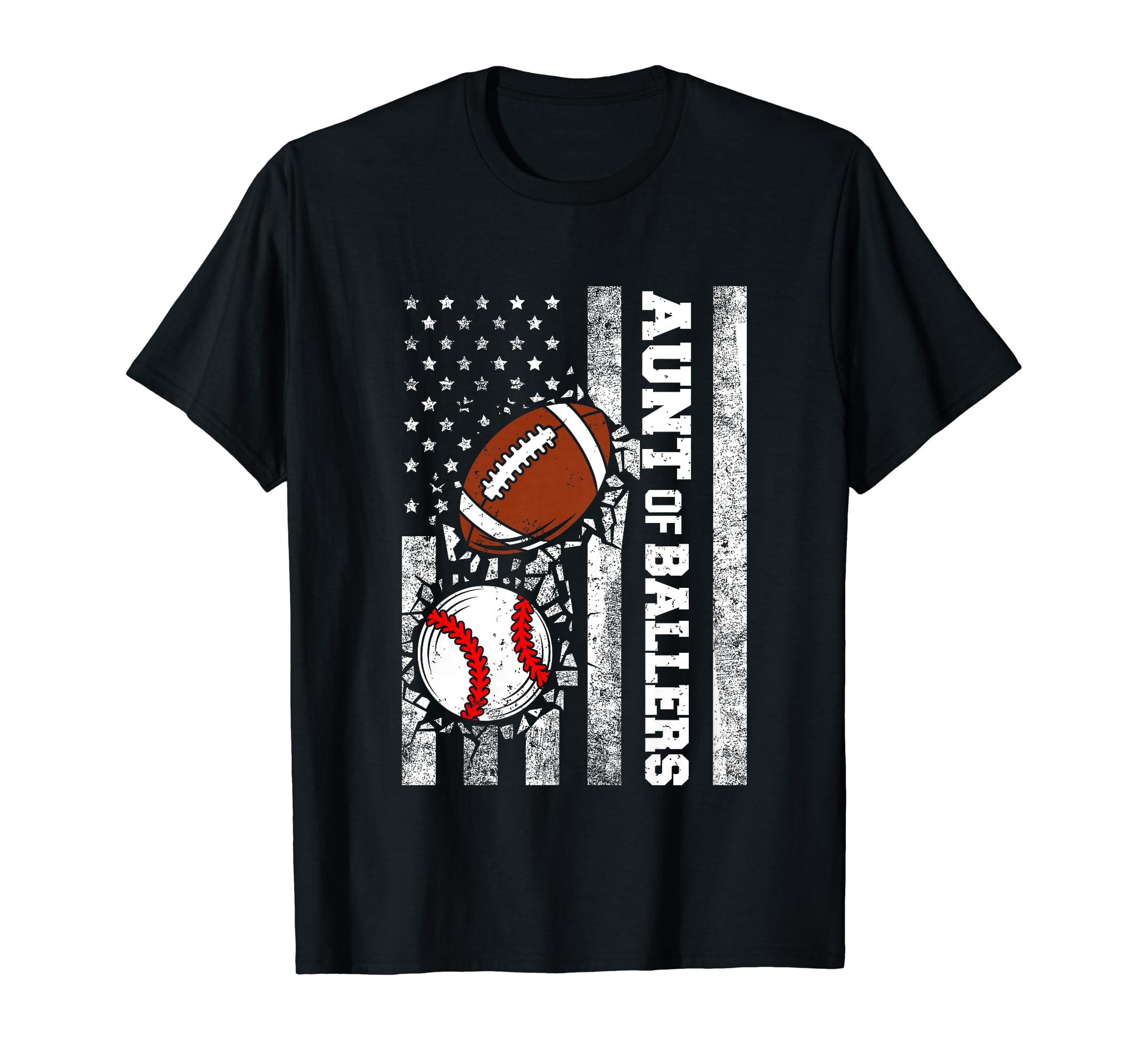 Aunt Ballers Funny Usa Flag Football T-Shirt - Novelty Apparel Men Women - T-Shirt, Sweatshirt, Hoodie