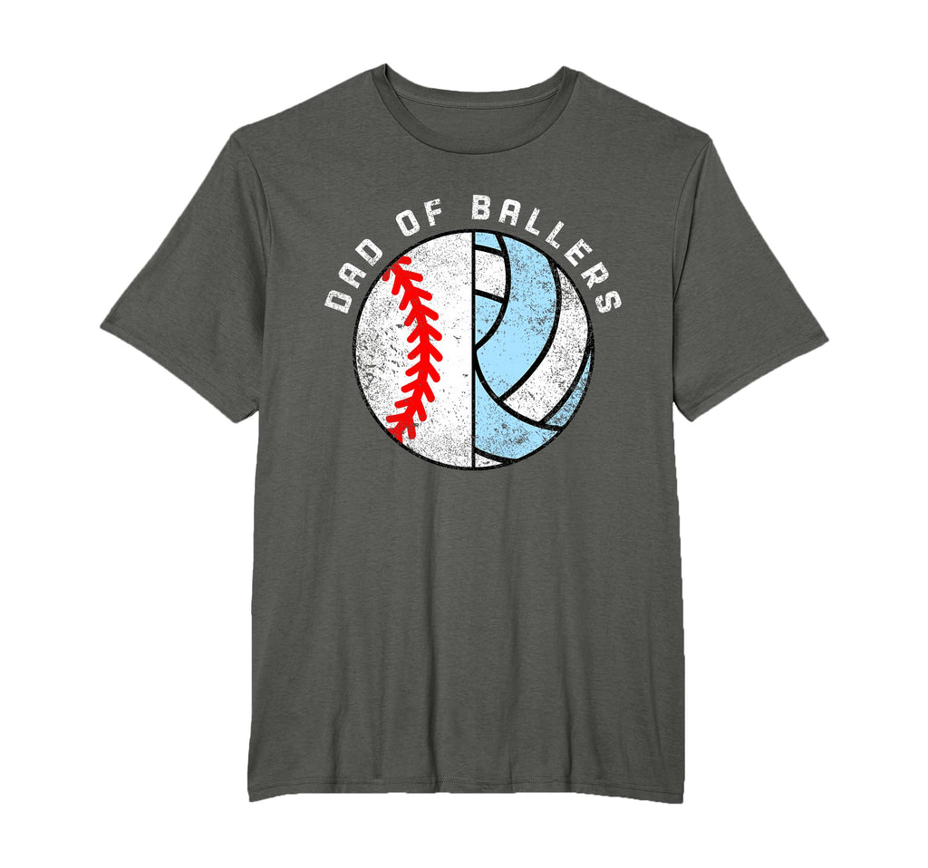 Dad Ballers Funny Baseball Volleyball Dad T-Shirt - Novelty Apparel Unisex - T-Shirt, Sweatshirt, Hoodie