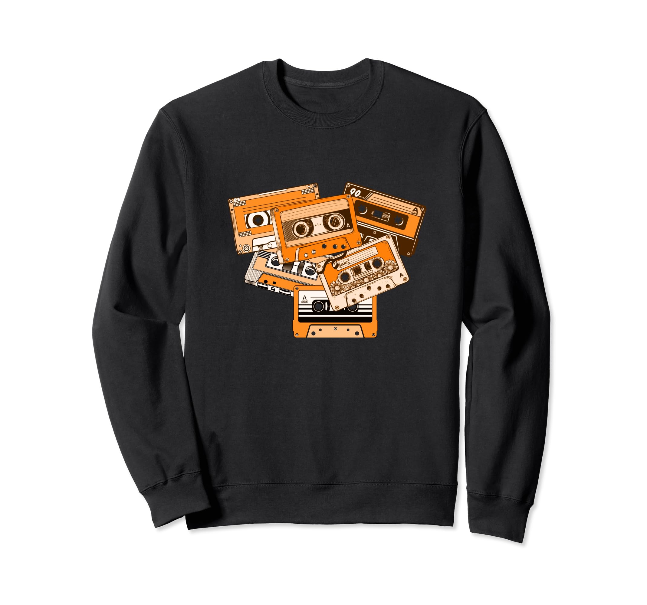 Orange Tape Cassettes Old School Color Sweatshirt - Unique Graphic Unisex - T-Shirt, Sweatshirt, Hoodie