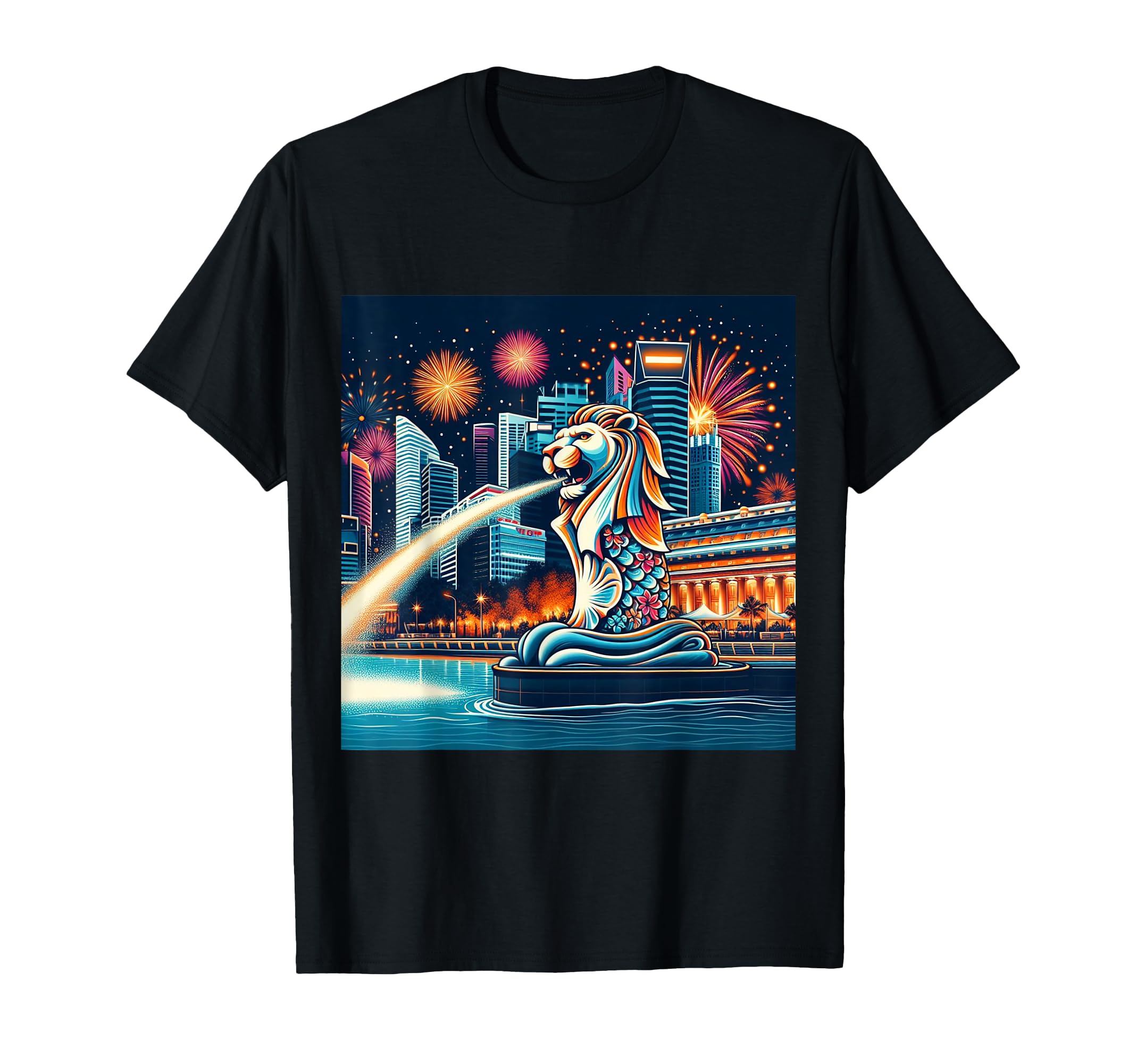 Merlion Distressed T-Shirt - Unique Graphic Unisex - T-Shirt, Sweatshirt, Hoodie