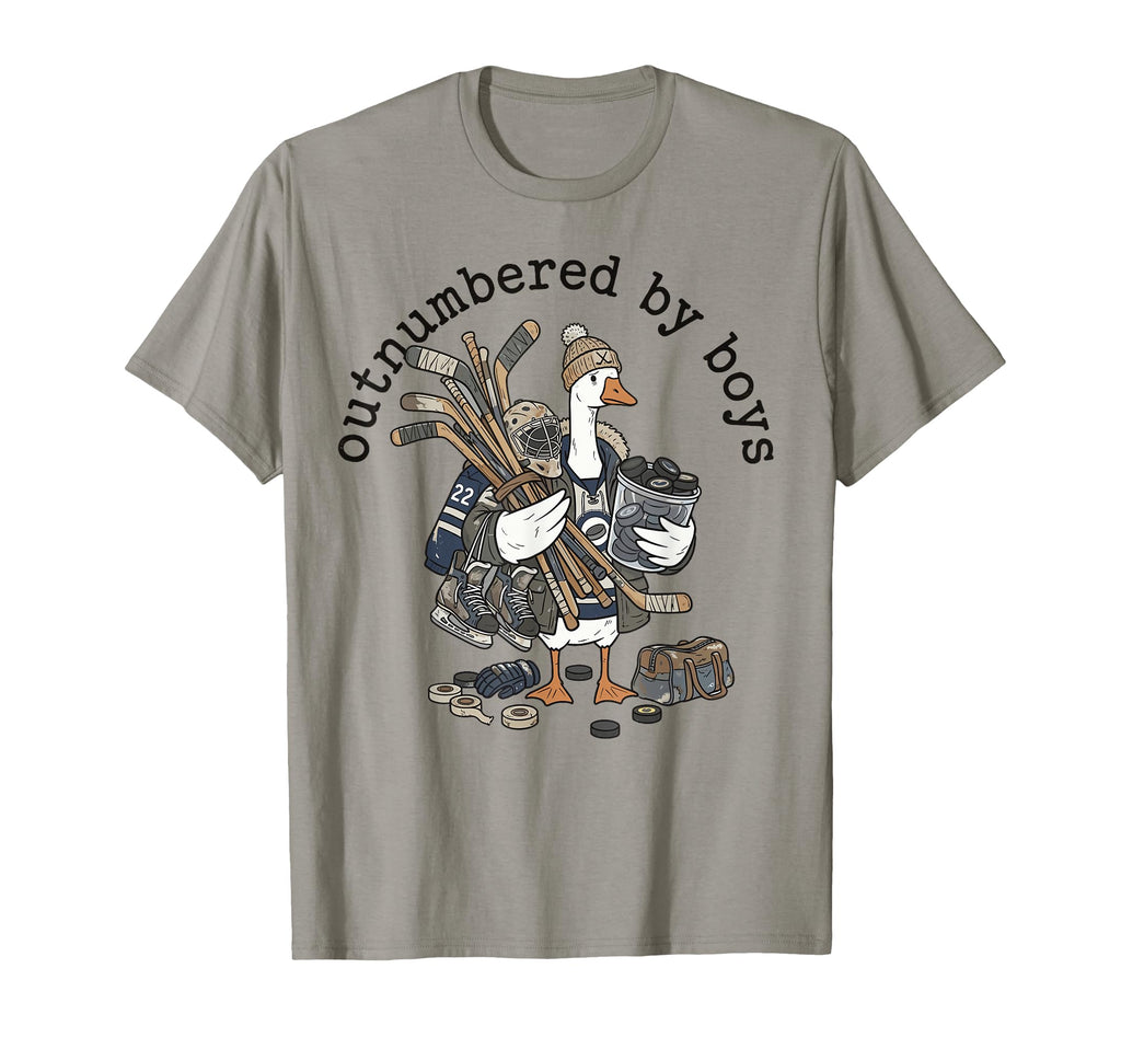 Mom Outnumbered Funny Iced Hockey T-Shirt - Aesthetic Graphic for Adults - T-Shirt, Sweatshirt, Hoodie