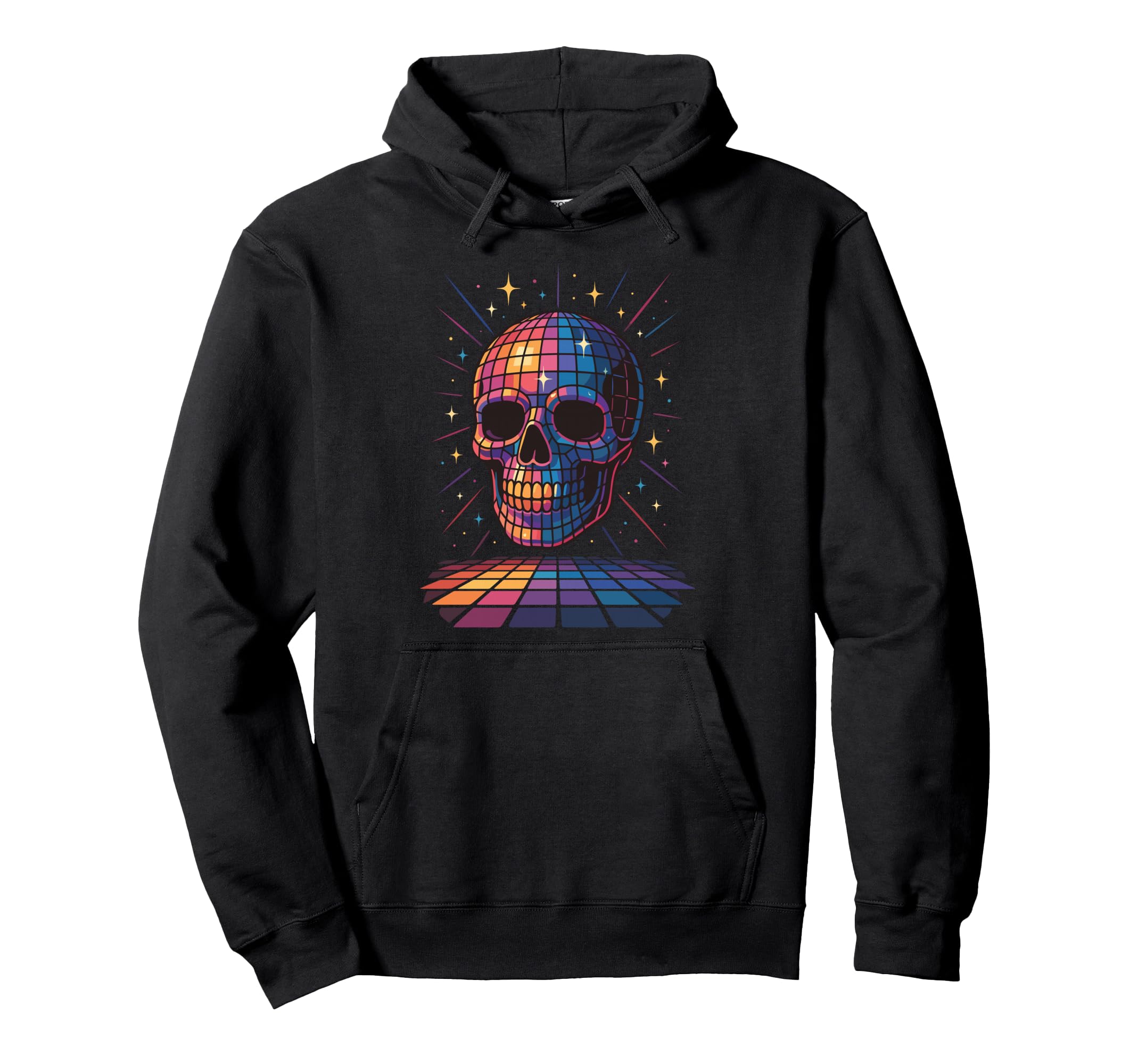 Disco Ball Skull Dance Party Dark Hoodie - Minimalist Print Unisex - T-Shirt, Sweatshirt, Hoodie