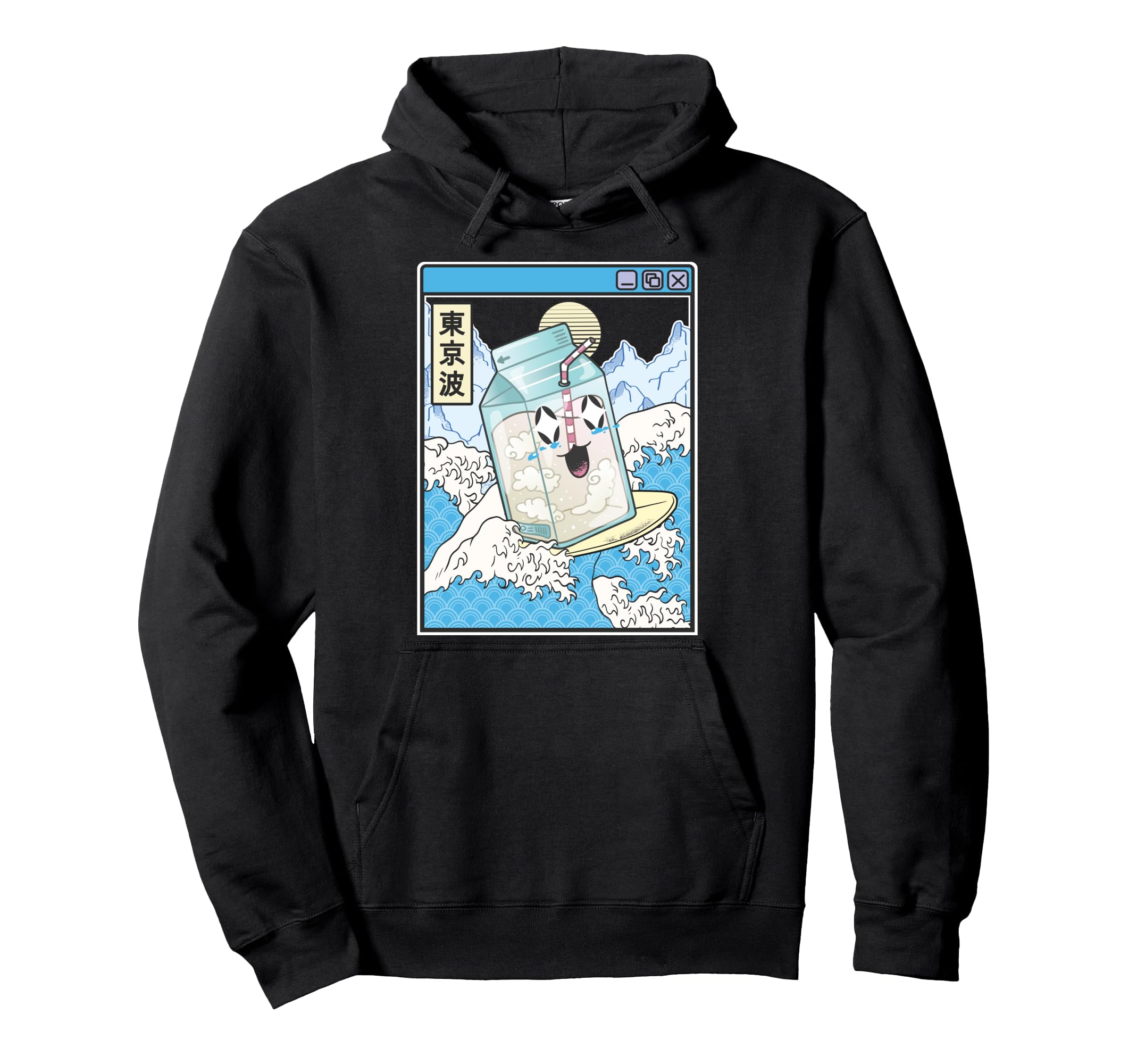 Surfing Milk Carton Japanese Waves Hoodie - Casual Everyday Wear Men Women - T-Shirt, Sweatshirt, Hoodie
