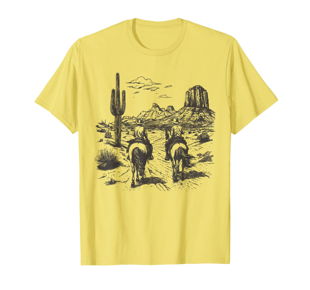 Cowboy Riding Horse Western Desert T-Shirt - Graphic Print Men Women - T-Shirt, Sweatshirt, Hoodie