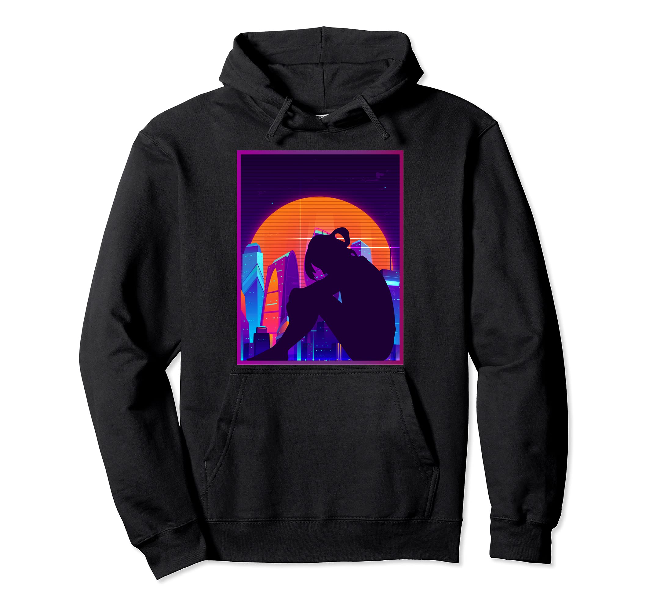 Sad Anime Japanese Aesthetic Vaporwave Hoodie - Minimalist Print Men Women - T-Shirt, Sweatshirt, Hoodie