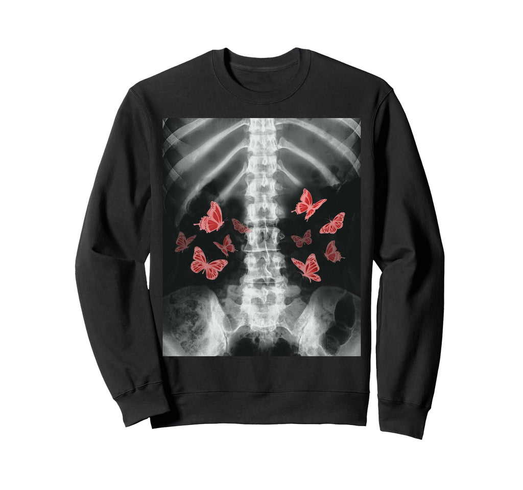 Xray Skeleton Red Butterfly Egirl Y2K Sweatshirt - Streetwear Style Unisex - T-Shirt, Sweatshirt, Hoodie
