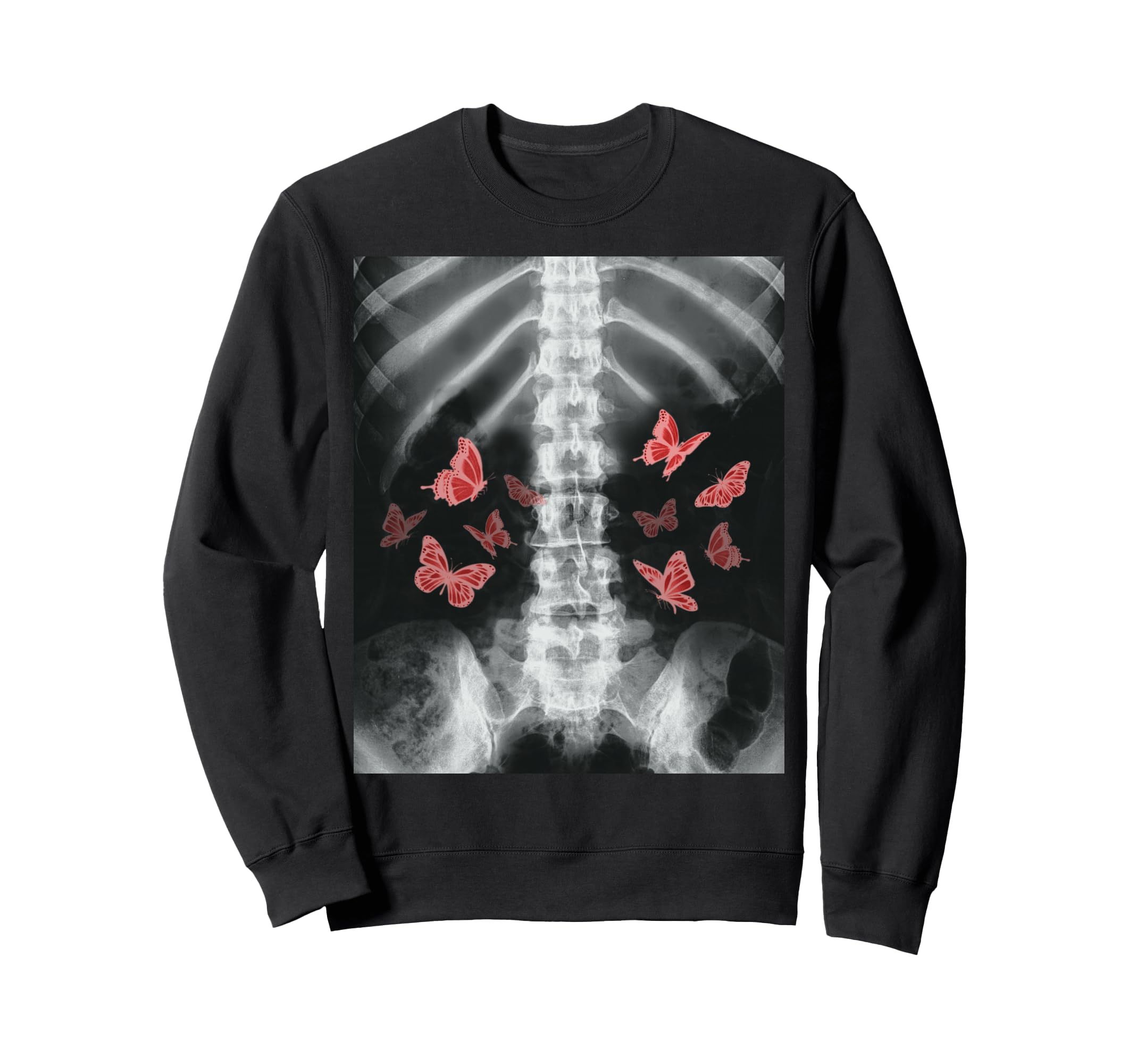 Xray Skeleton Red Butterfly Egirl Y2K Sweatshirt - Streetwear Style Unisex - T-Shirt, Sweatshirt, Hoodie