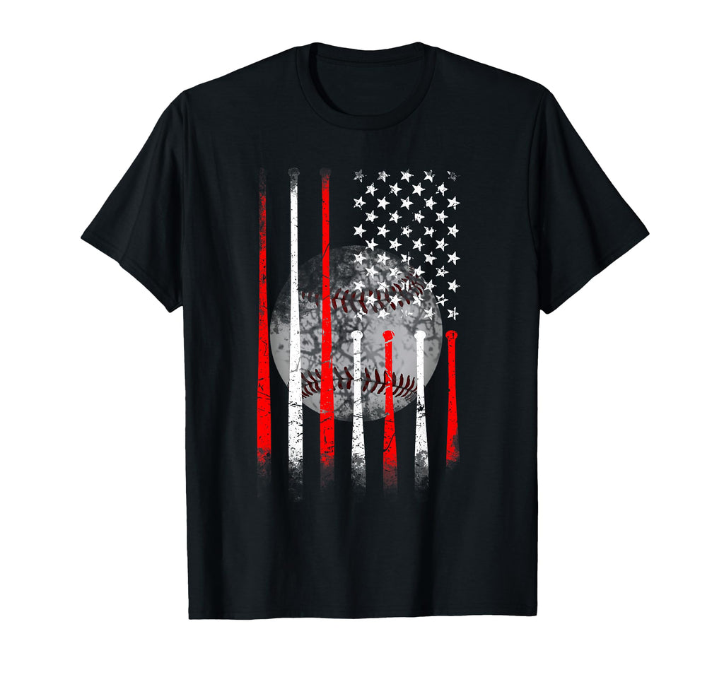 Baseball Usa Flag American Flag T-Shirt - Novelty Apparel Unisex - T-Shirt, Sweatshirt, Hoodie