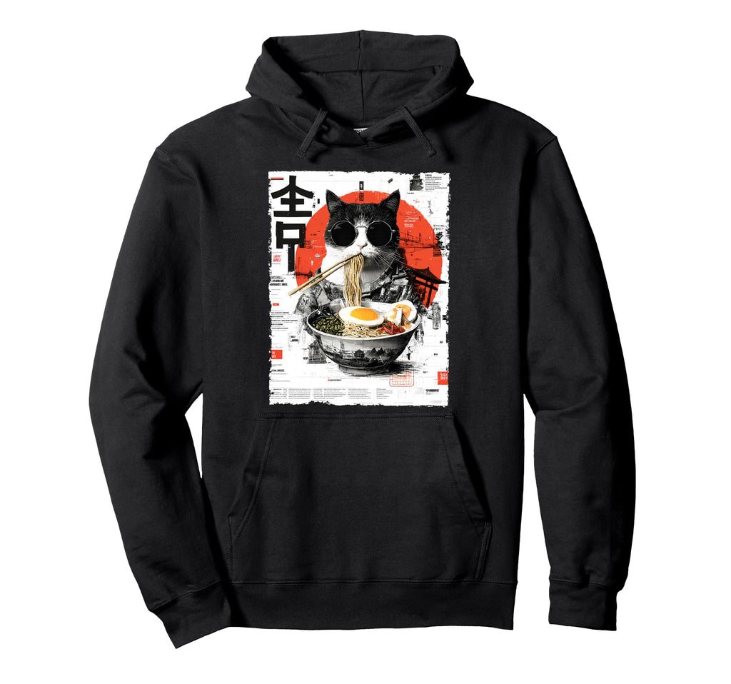 Cat Ramen Aesthetic Japanese Artwork Hoodie - Graphic Print for Adults - T-Shirt, Sweatshirt, Hoodie