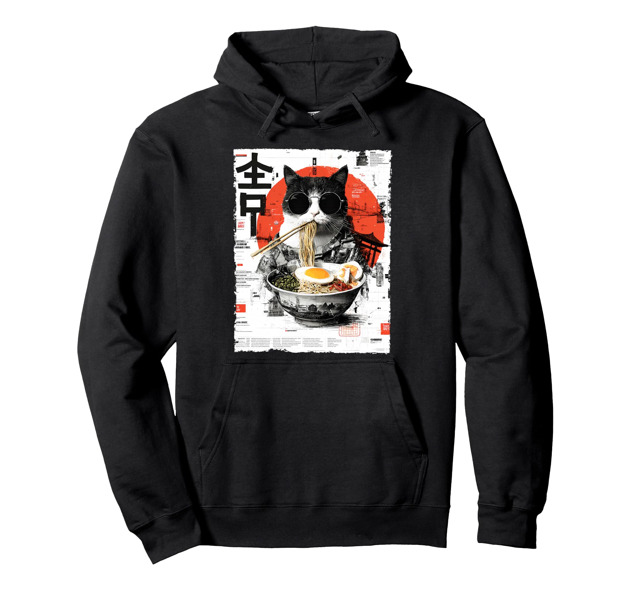 Cat Ramen Aesthetic Japanese Artwork Hoodie - Graphic Print for Adults - T-Shirt, Sweatshirt, Hoodie