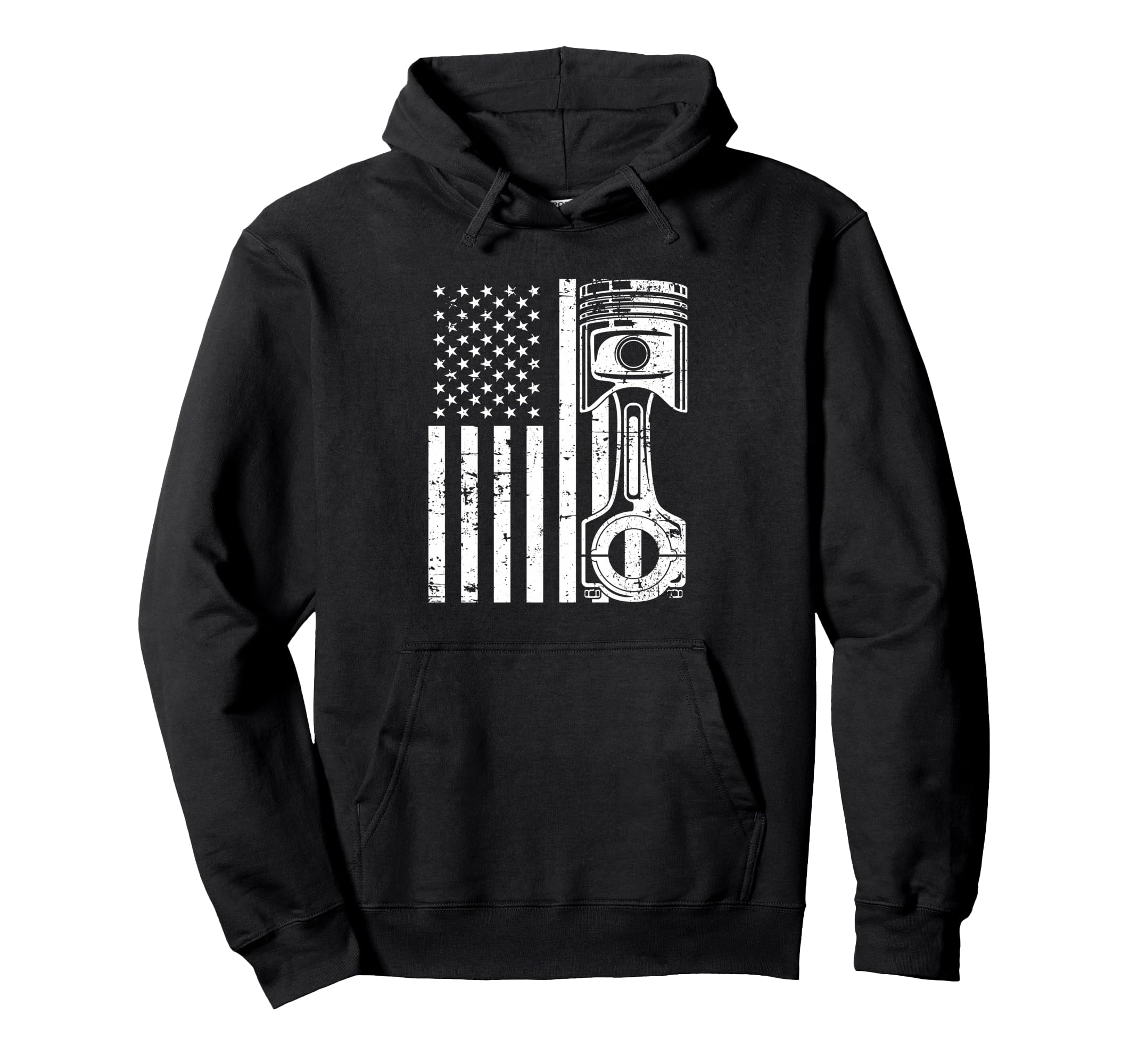 Patriotic American Flag Piston Muscle Hoodie - Novelty Apparel for Adults - T-Shirt, Sweatshirt, Hoodie