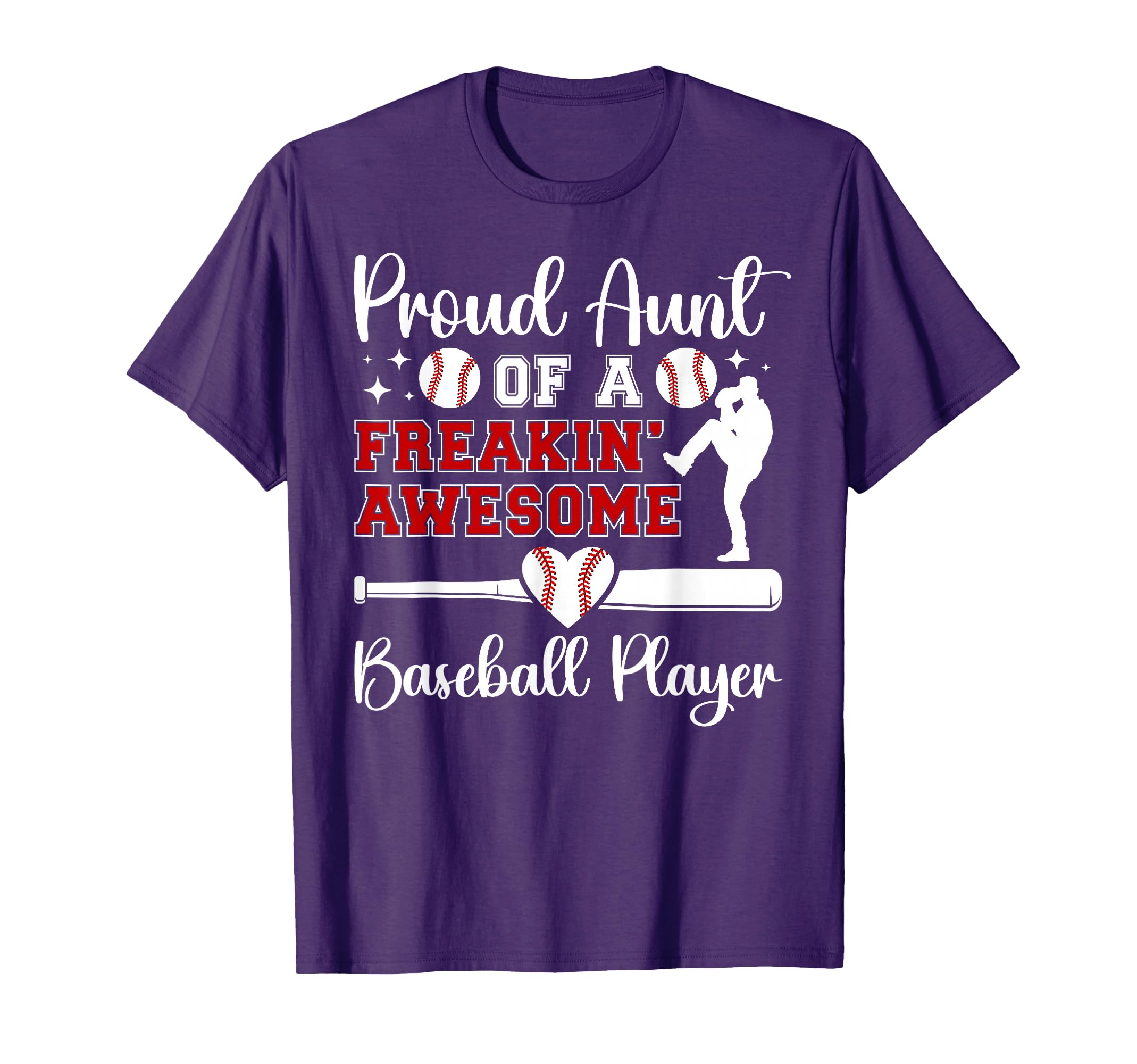 Proud Aunt Baseball Player Aunt T-Shirt - Unique Graphic Men Women - T-Shirt, Sweatshirt, Hoodie
