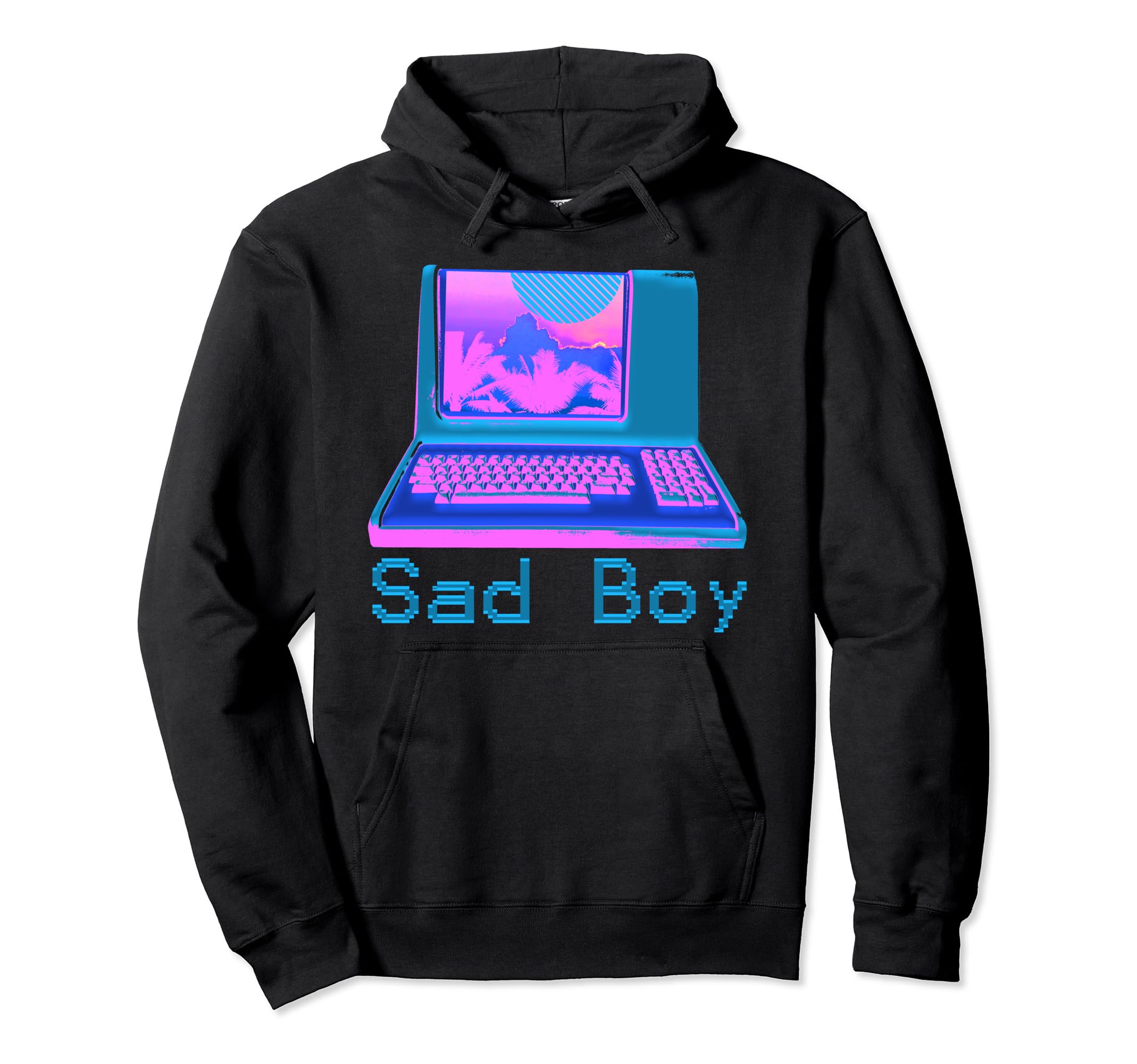 Vaporwave Aesthetic Sad Computer Hoodie - Custom Art Print for Adults - T-Shirt, Sweatshirt, Hoodie