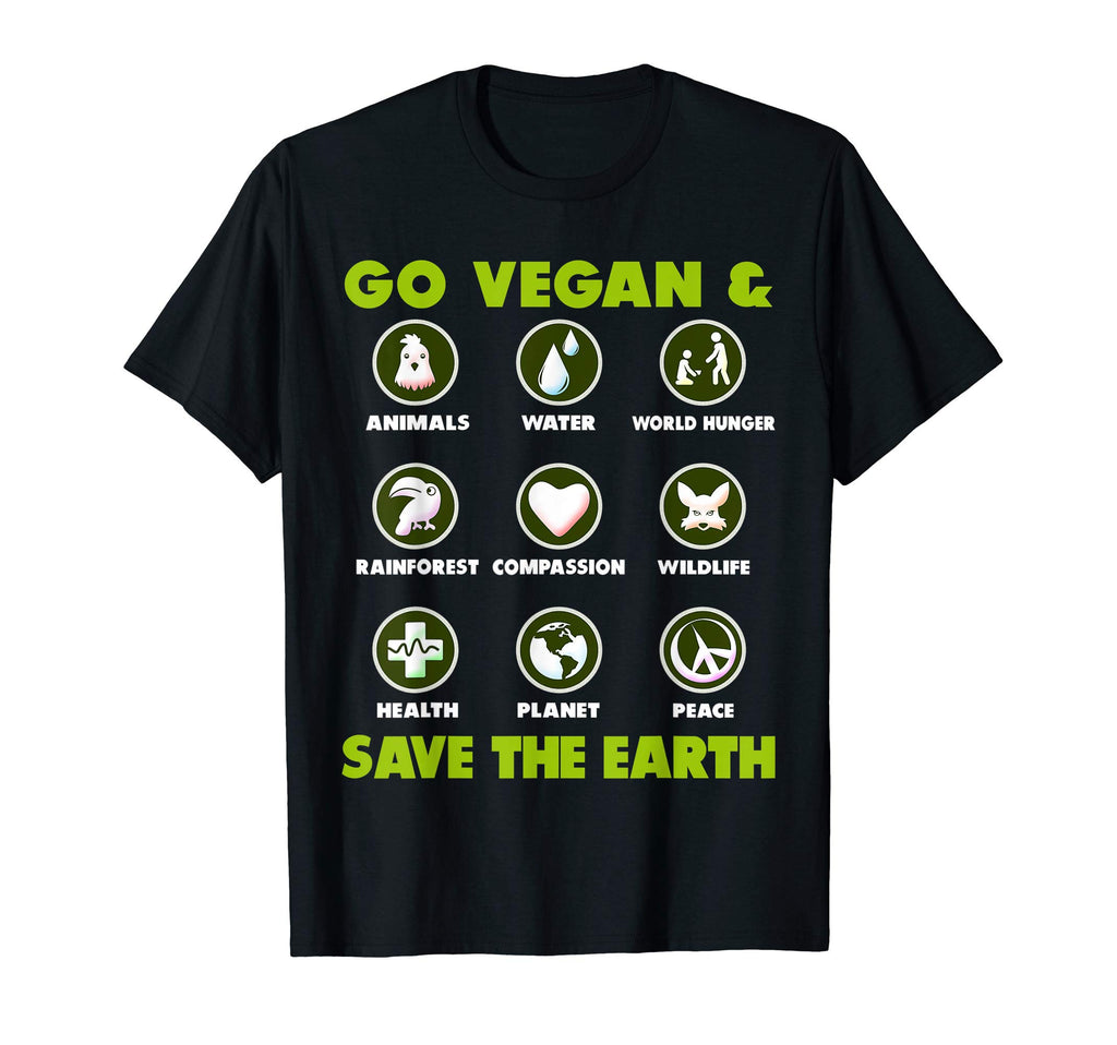Go Vegan Save Earth Peace Love Vegan T-Shirt - Custom Art Print for Adults - T-Shirt, Sweatshirt, Hoodie