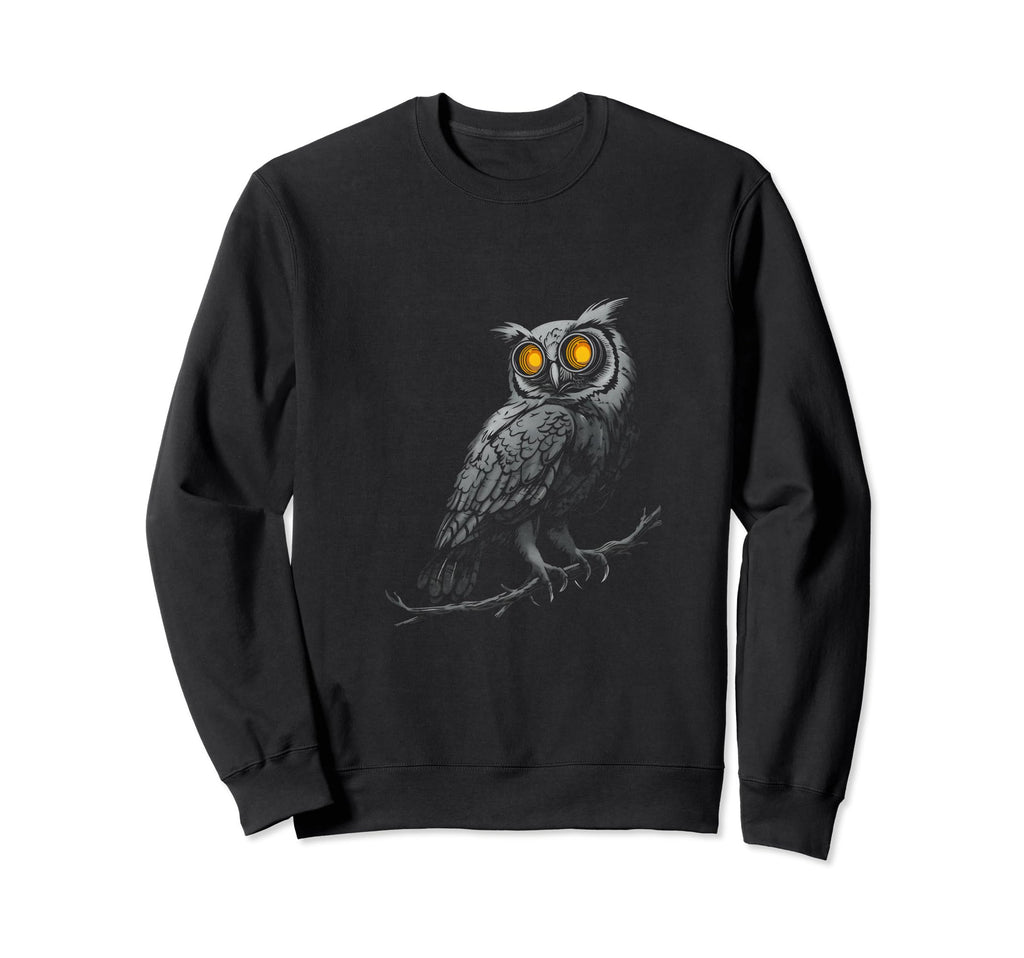 Owl Branch Camera Lenses As Eyes Sweatshirt - Aesthetic Graphic Unisex - T-Shirt, Sweatshirt, Hoodie