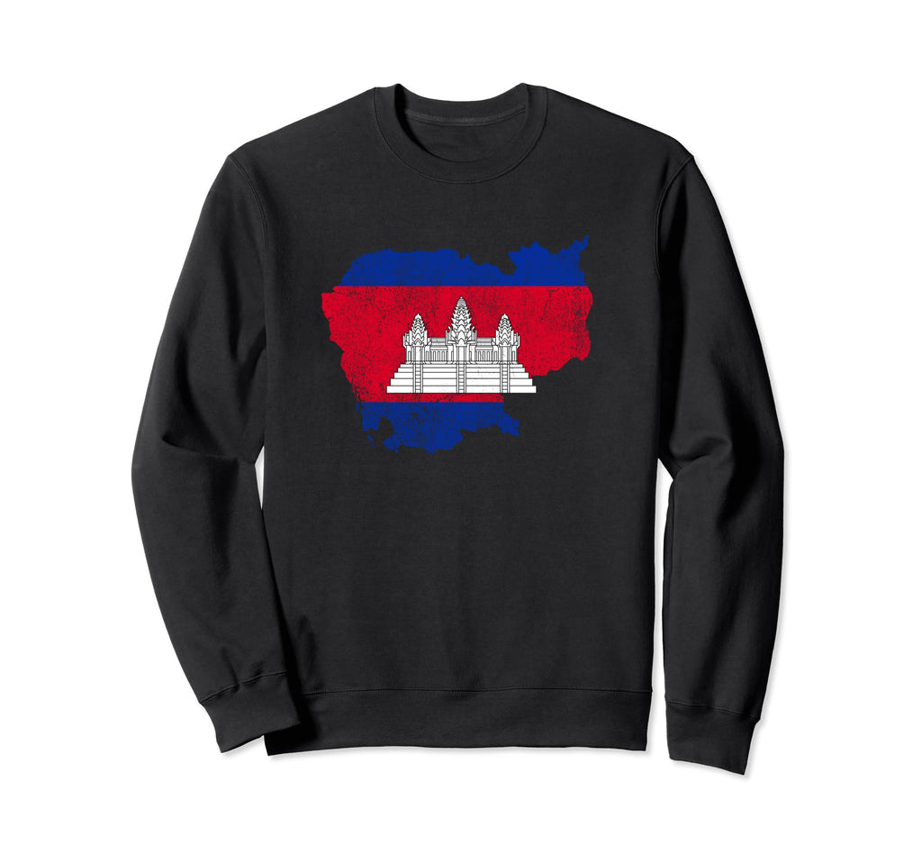 Cambodian Map And Flag Souvenir Sweatshirt - Novelty Apparel Men Women - T-Shirt, Sweatshirt, Hoodie